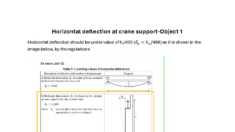 Horizontal deflection at crane support-Object 1 - Techniques of Writing ...