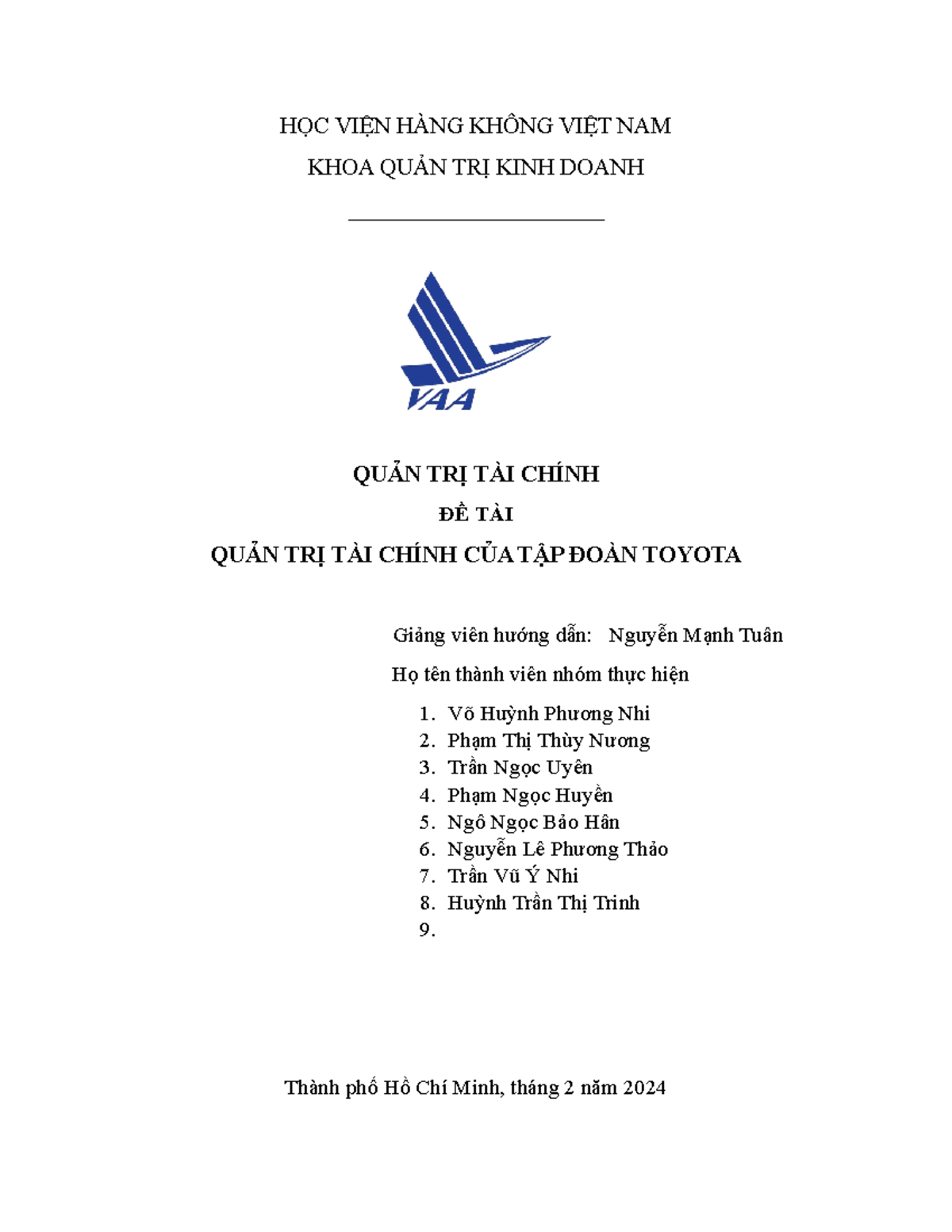 QCTC- Quản Trị Tài Chính của Tập Đoàn Toyota - Studocu