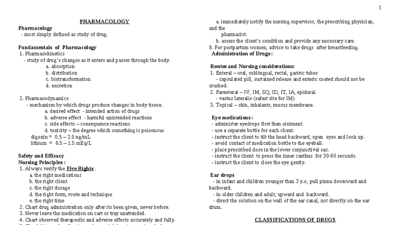 Pharmacology 101 - Lecture Notes on Drug Mechanisms and Nursing Tips ...