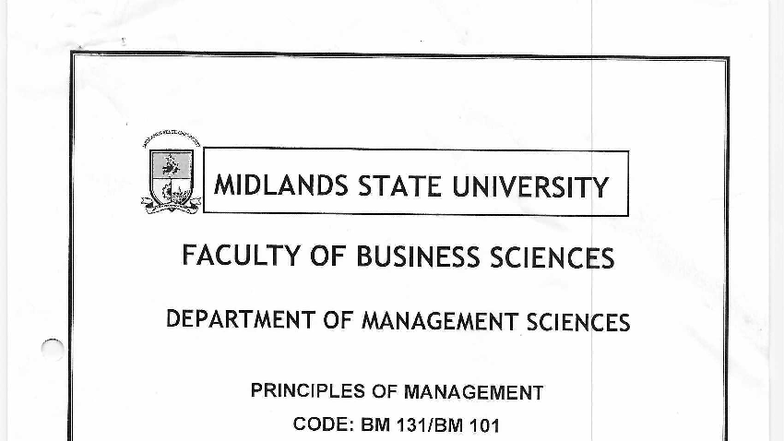 BM 101 Sessional Exam 2024: Principles of Management Case Study ...