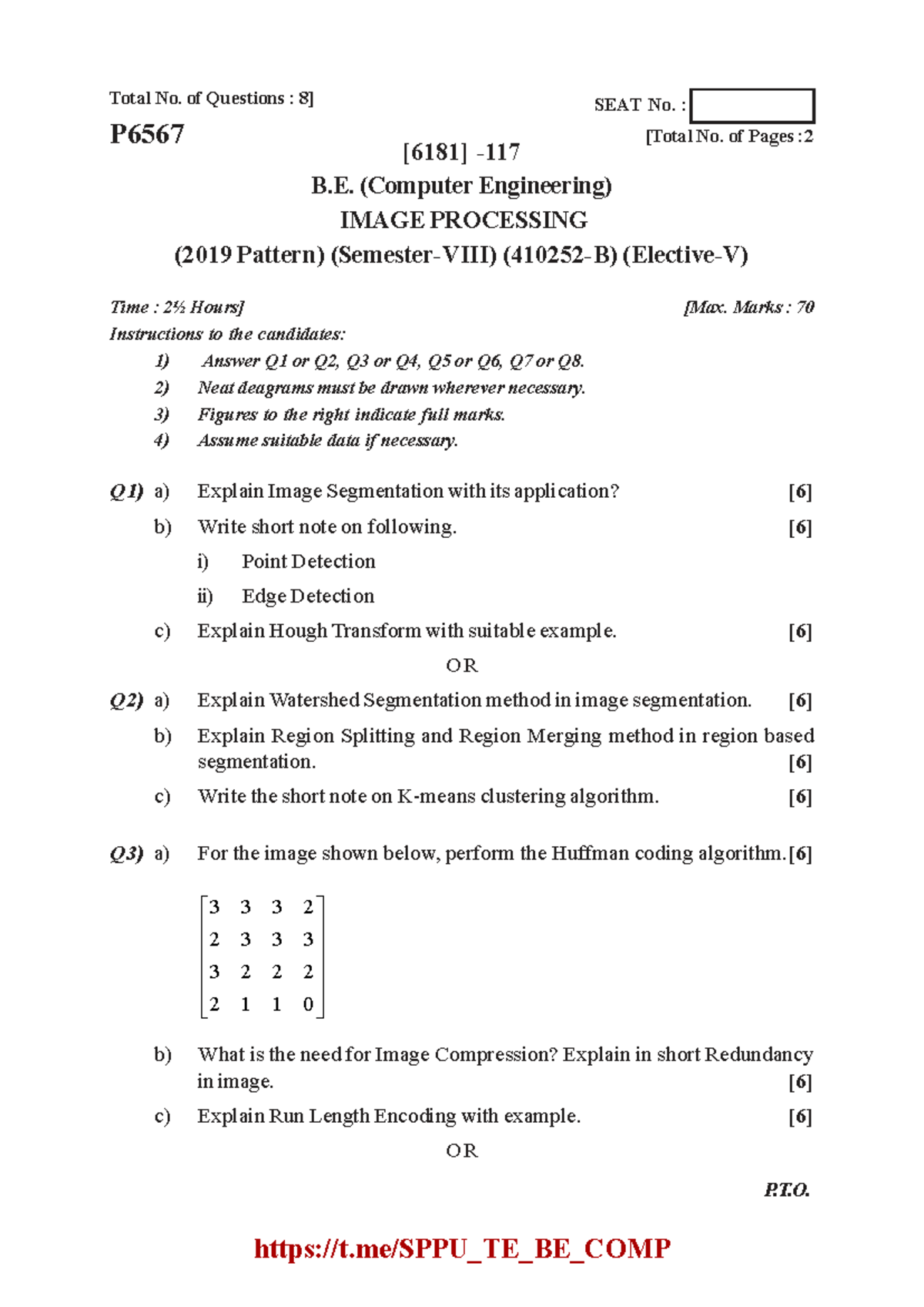B.E. (Computer Engineering) IMAGE PROCESSING Endsem PYQ Papers (2023 ...