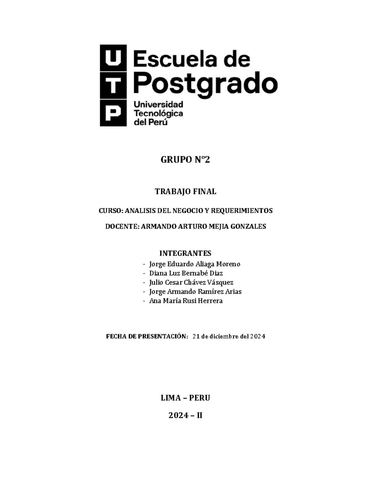 Trabajo Final G2 - Análisis de Negocio y Requerimientos SIRTOD - Document Preview