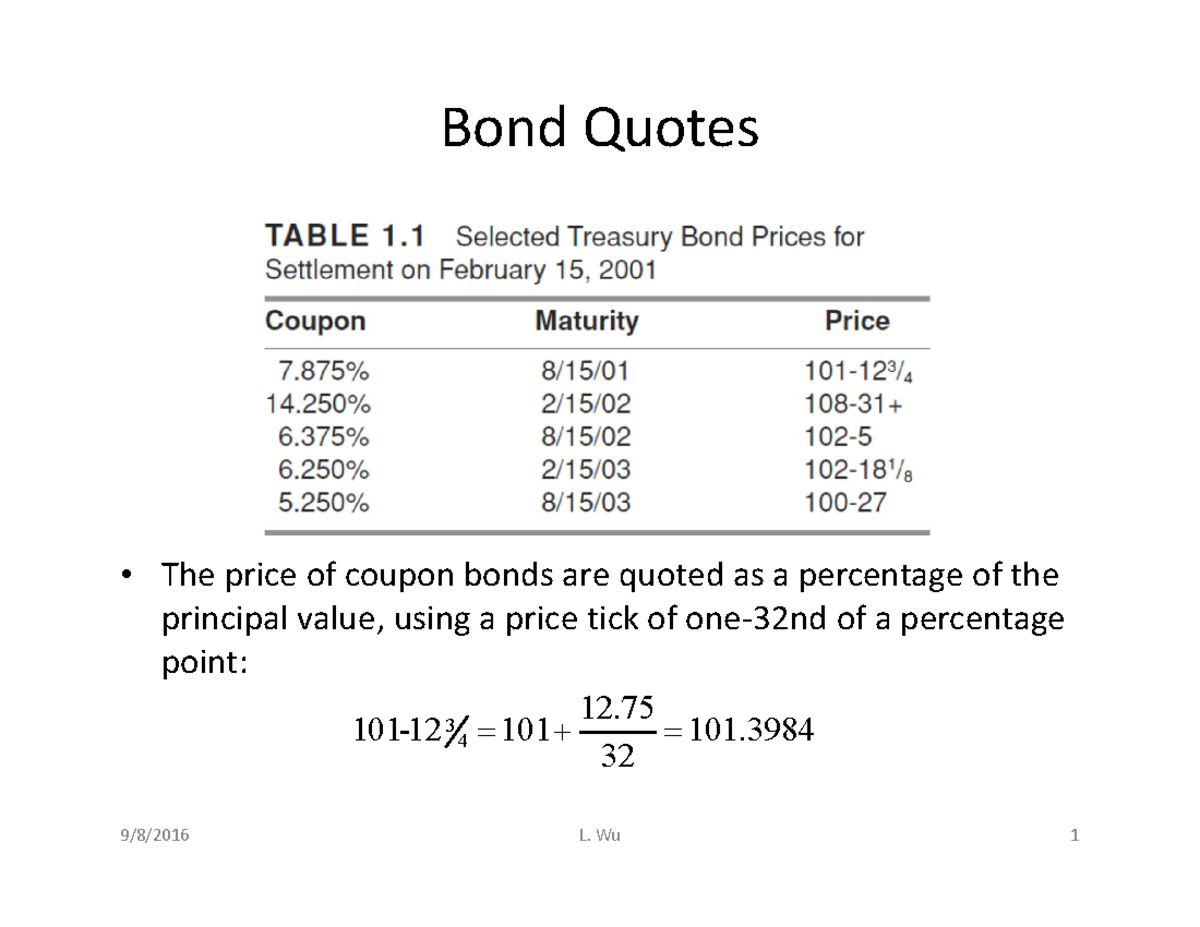 Lecture 02 - Bond Quotes and Accrued Interest Overview - Studocu
