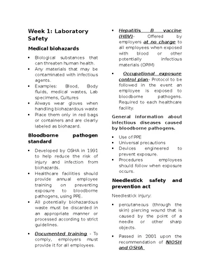PMLS2LAB Week 1: Essential Safety Protocols in the Laboratory - Studocu