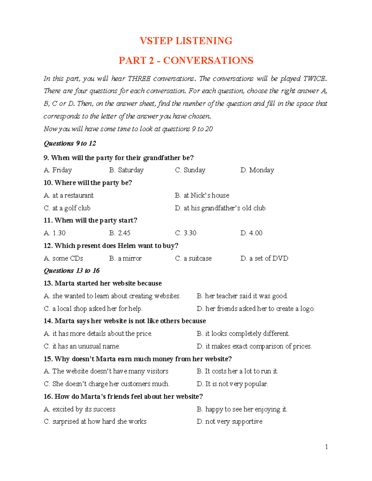 R01 Listening Exam Focus: Conversations Part 2 - Studocu