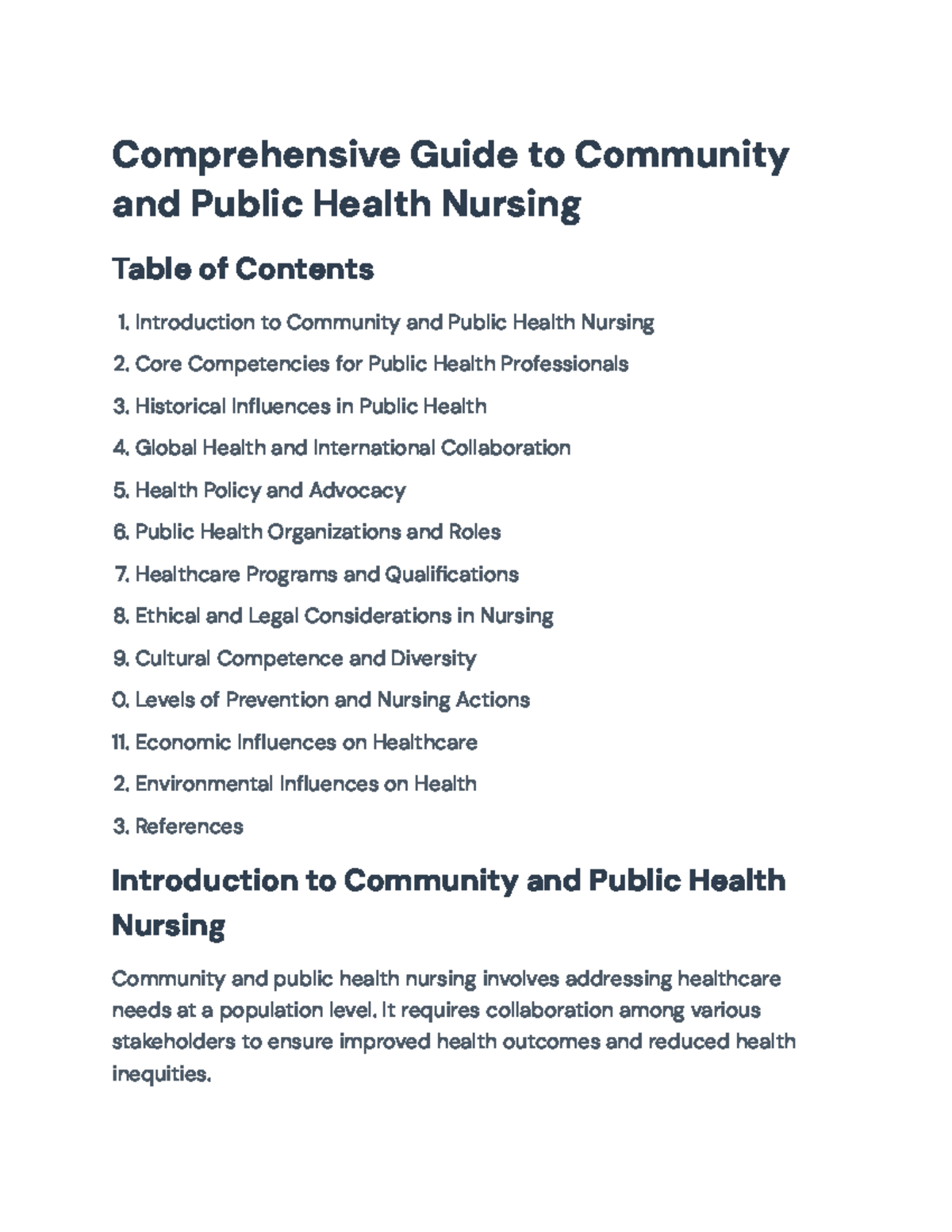 Comprehensive Guide to Community & Public Health Nursing (CPH 101 ...