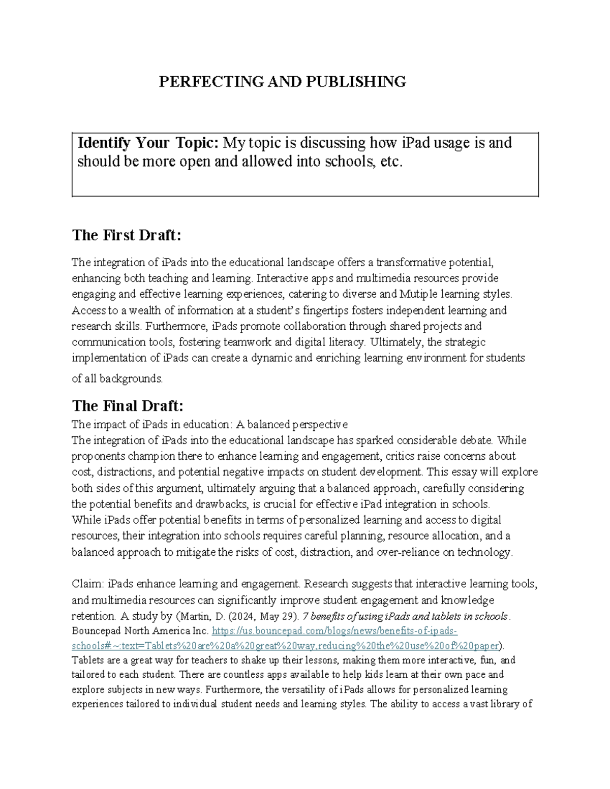 5.04 Perfecting and Publishing: The Role of iPads in Education - Studocu