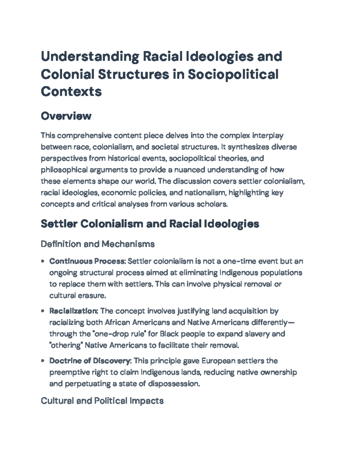 Understanding Racial Ideologies and Colonial Structures in SOCI 101 ...