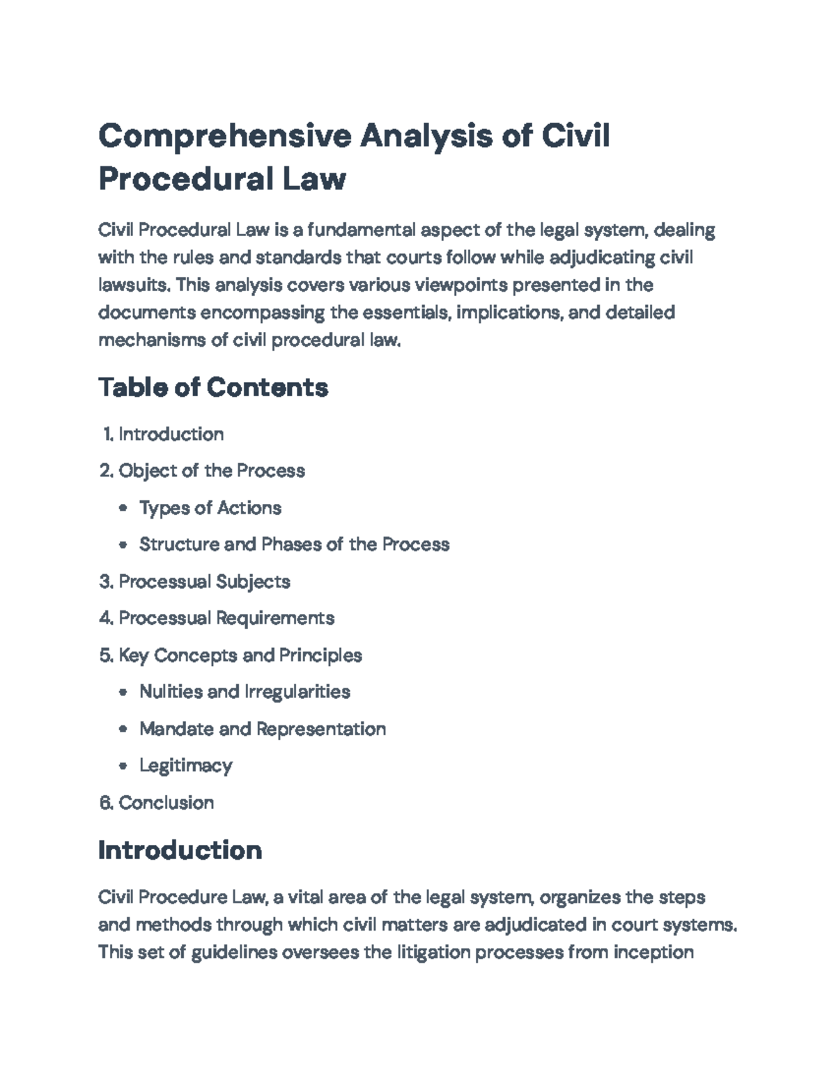 Civil Procedural Law Analysis: Key Concepts, Phases, and Framework ...