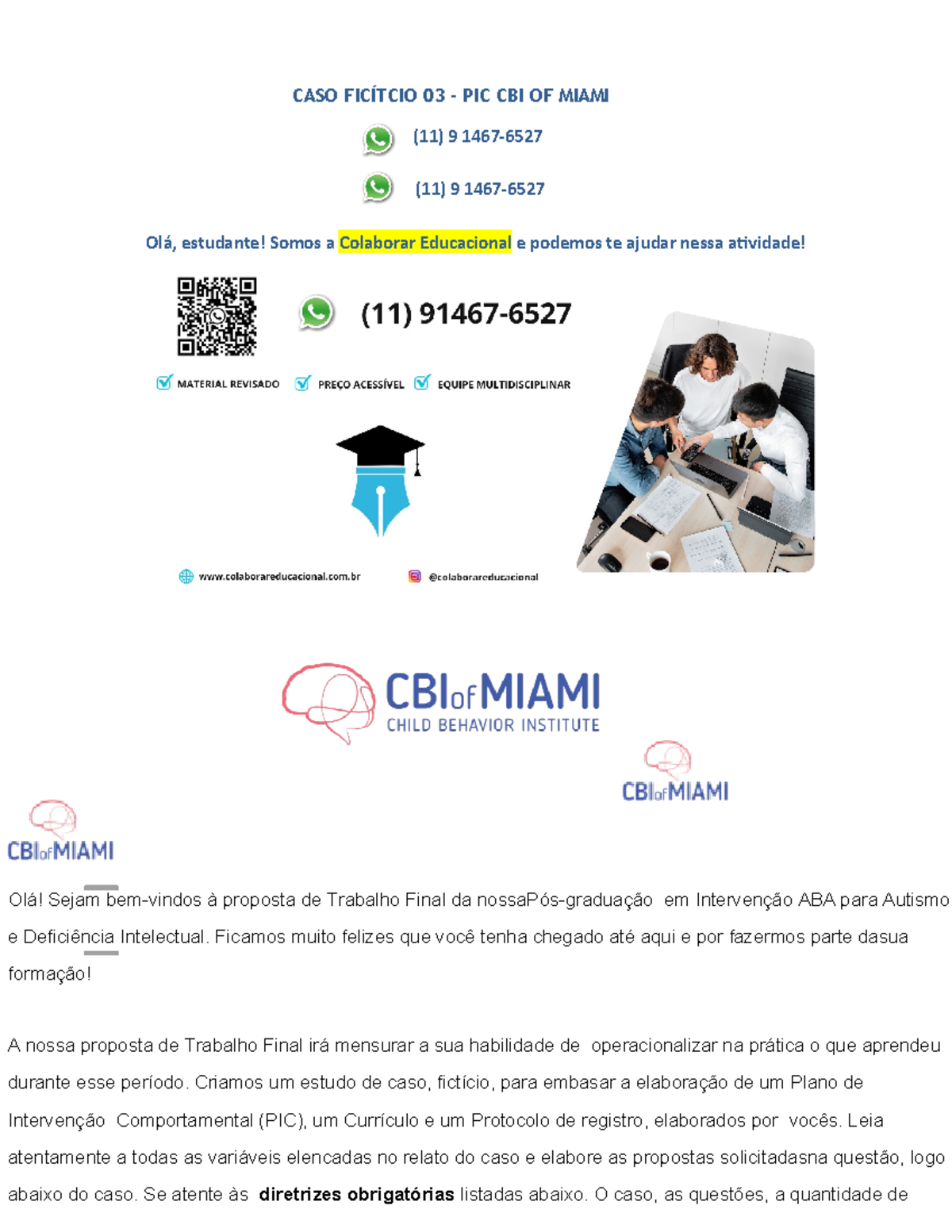 Avaliação e Intervenção: Estudo de Caso Fictício - Trabalho Final UNIP ...