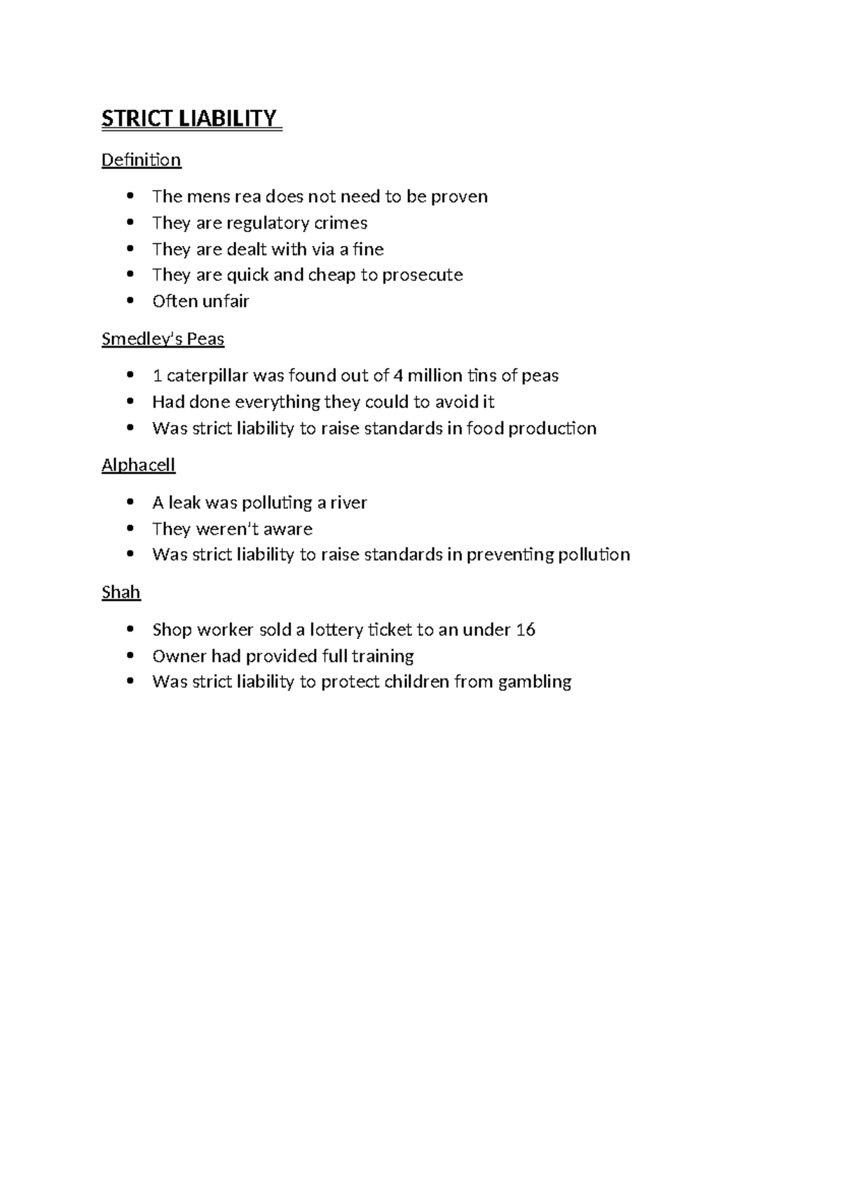Strict liabilty - Essays and notes - STRICT LIABILITY Definition The ...