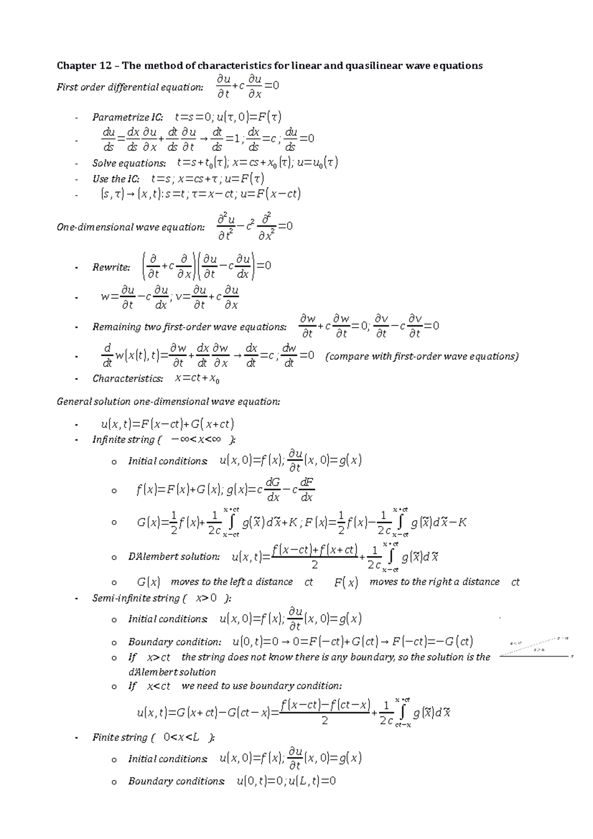 **PDE-Exam Notes: Characteristics Method for Wave Equations** - Studeersnel