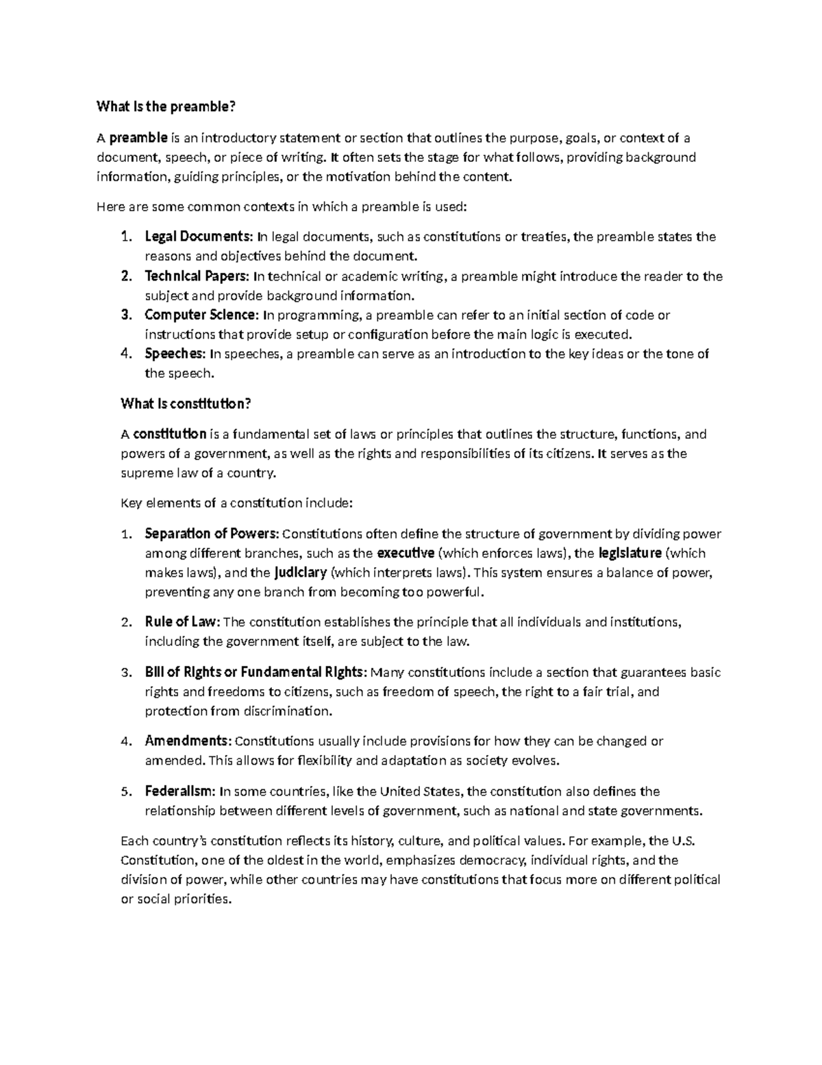 What is the preamble - nstp - What is the preamble? A preamble is an ...