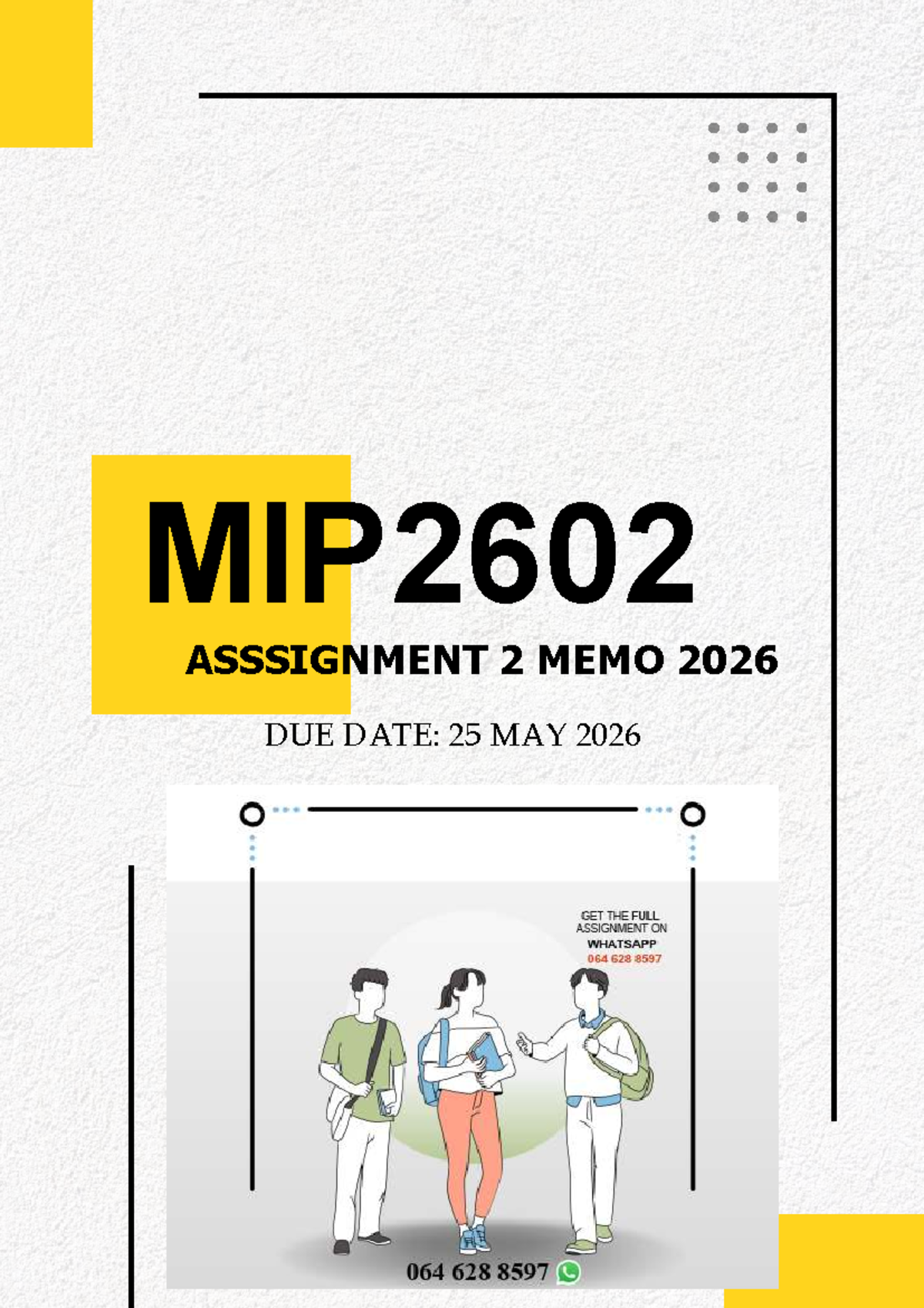 MIP2602 Assignment 2 Memo 2026: Population, Sample & Variables Analysis ...