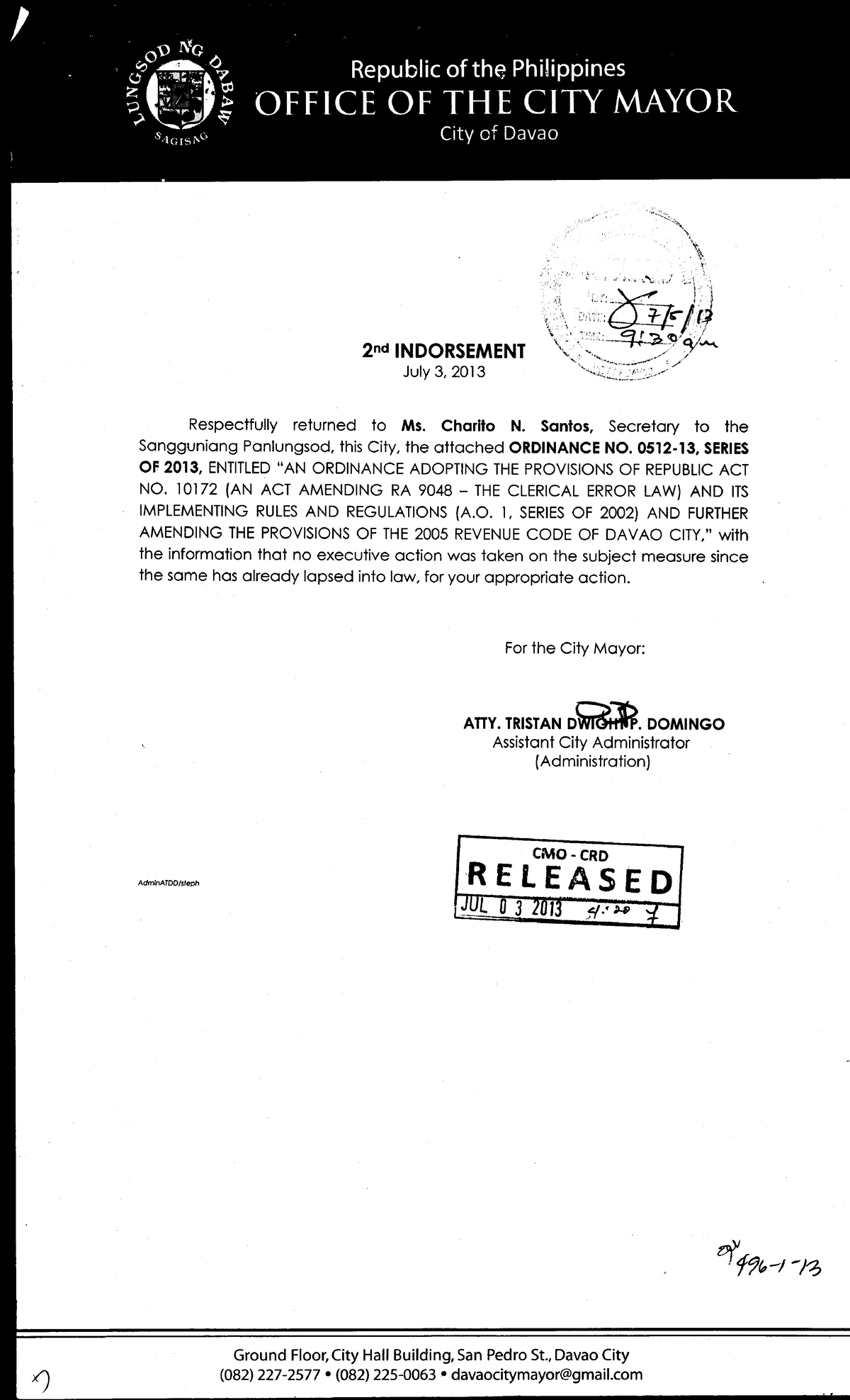Ordinance No. 12373: Adoption of RA 10172 Provisions & Amendments - Studocu