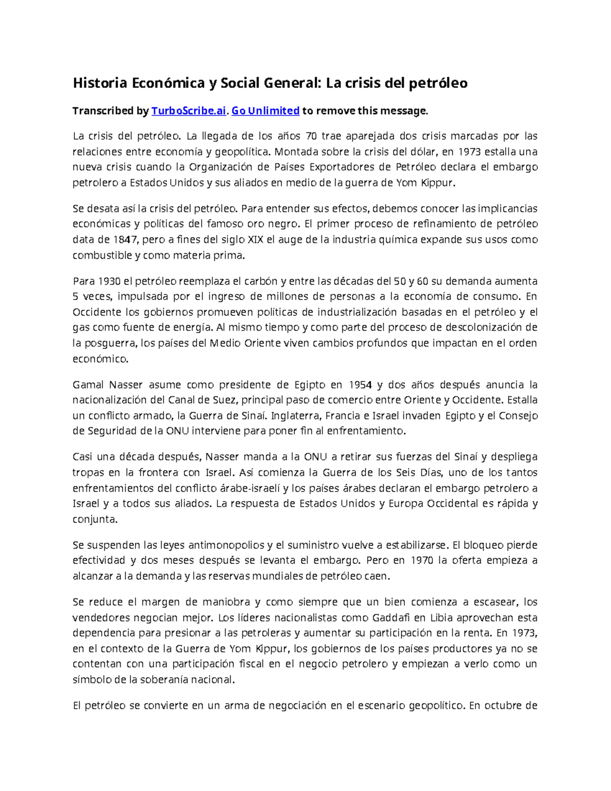 Historia Económica y Social General: Análisis de la Crisis del Petróleo ...