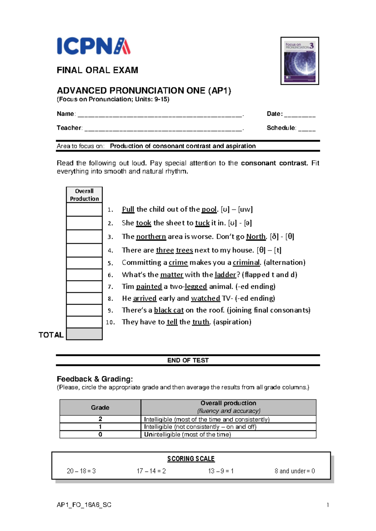 Advanced 01 P1 FO 16A6 SC - AP1_FO_16A6_SC 1 FINAL ORAL EXAM ADVANCED ...