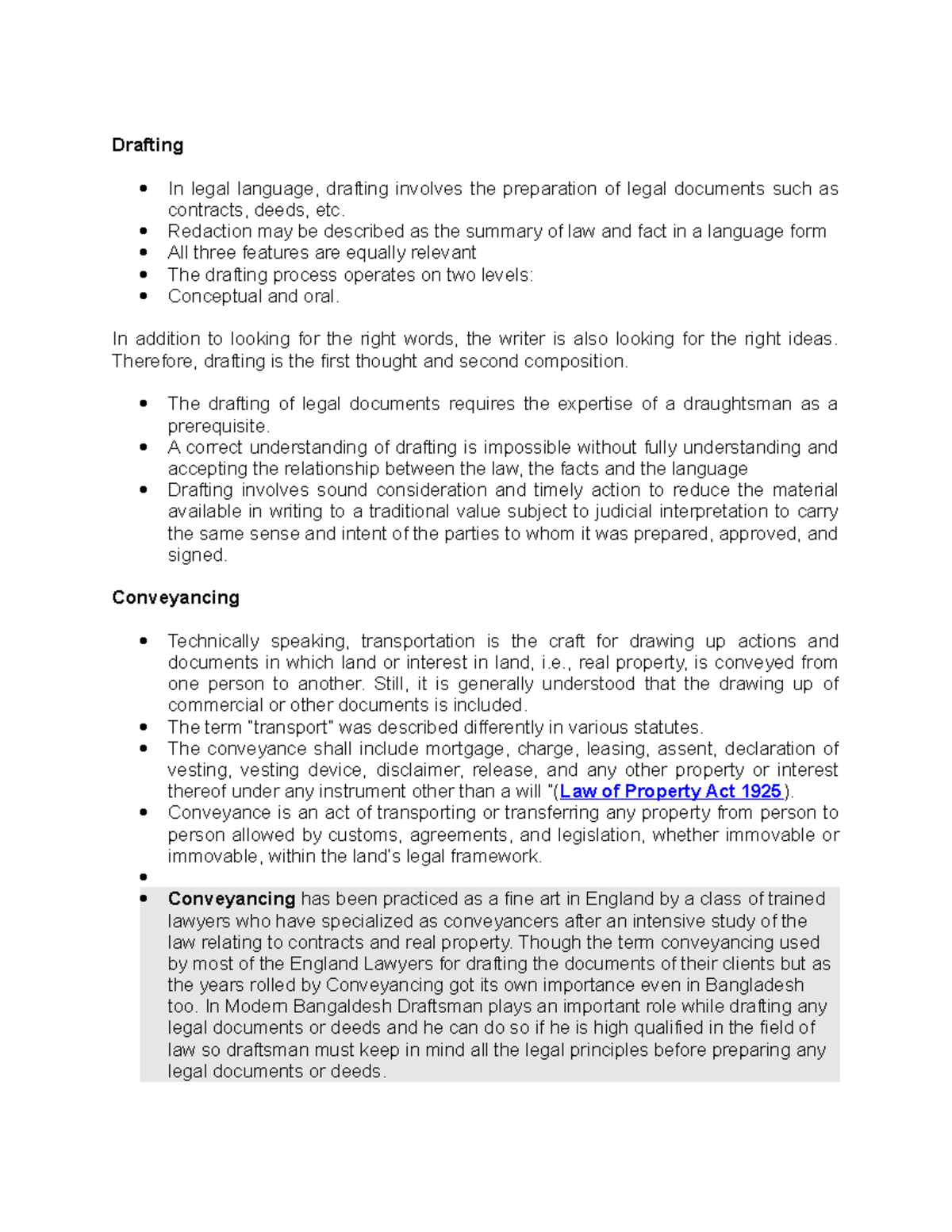 Drafting in Law & Conveyancing: Essentials and Practices - Studocu