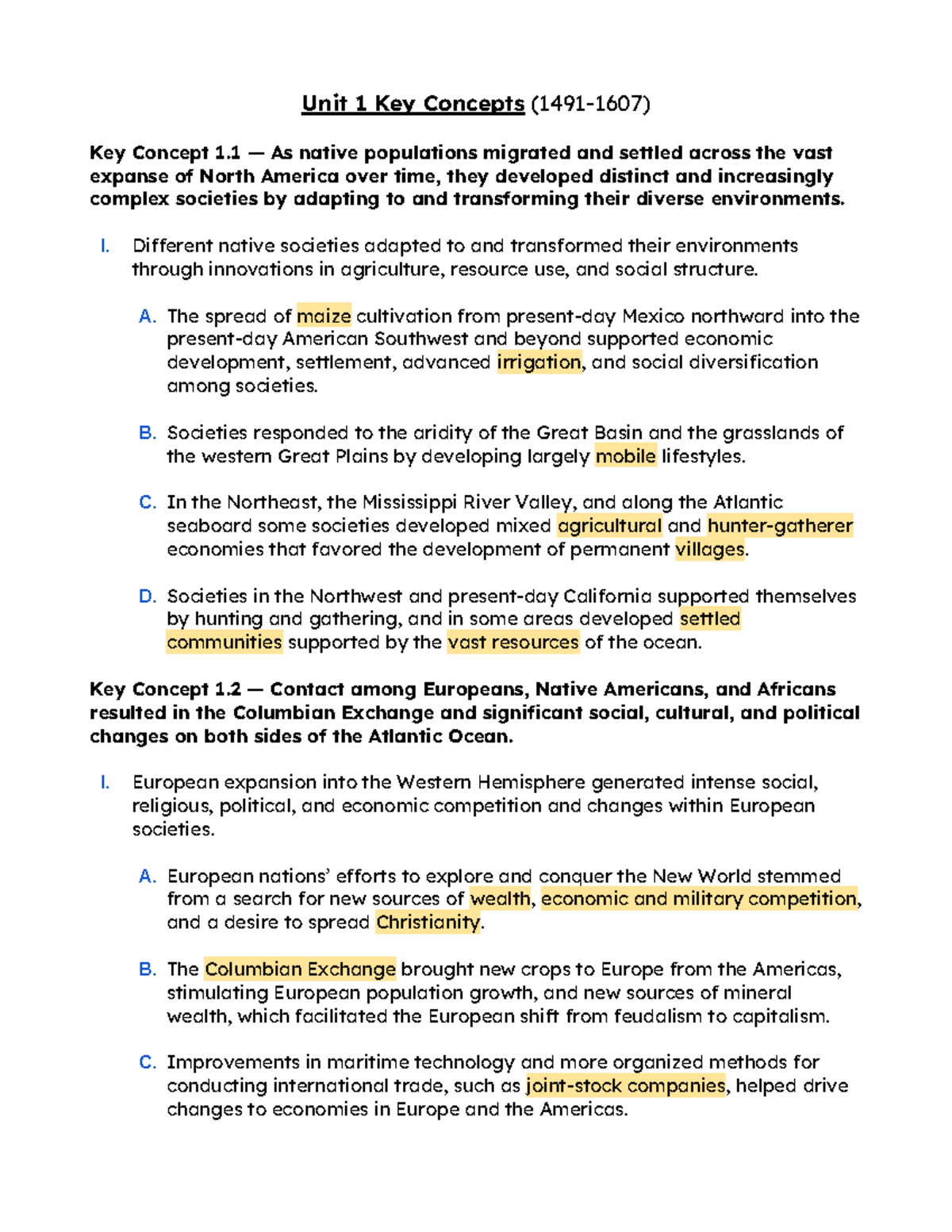 Key Concepts of Native American Societies & European Contact (1491-1607 ...