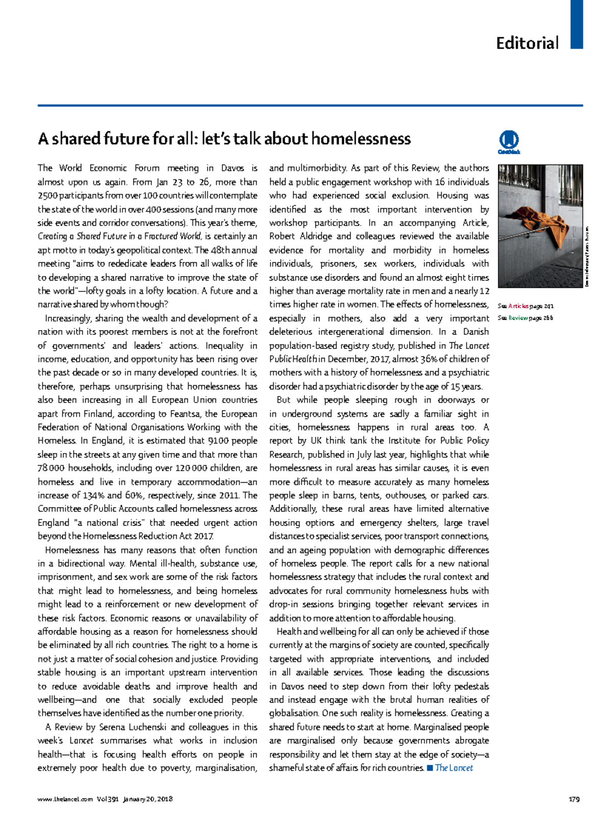 A shared future for all let's talk about homeless - Editorial thelancet ...