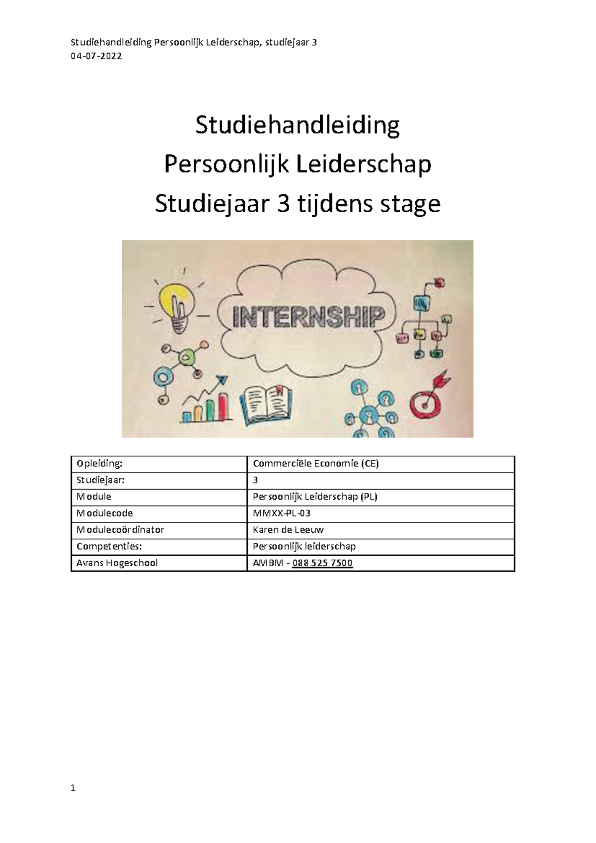 Studiehandleiding PL Module MMXX-PL-03 Stage Jaar 3 2023-2024 - Studeersnel
