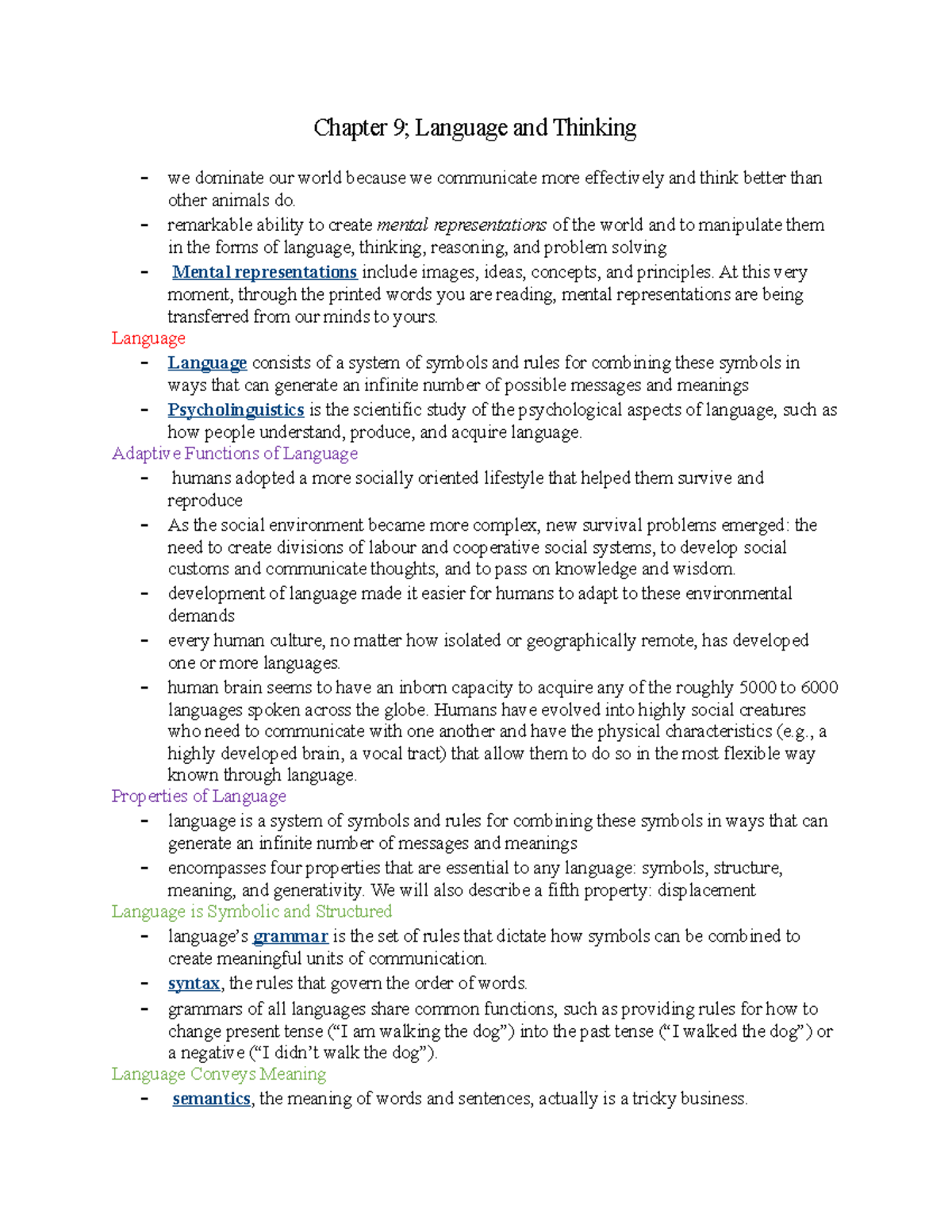 Chapter 9; Learning and Thinking - PSYCH1000 - Western University - Studocu