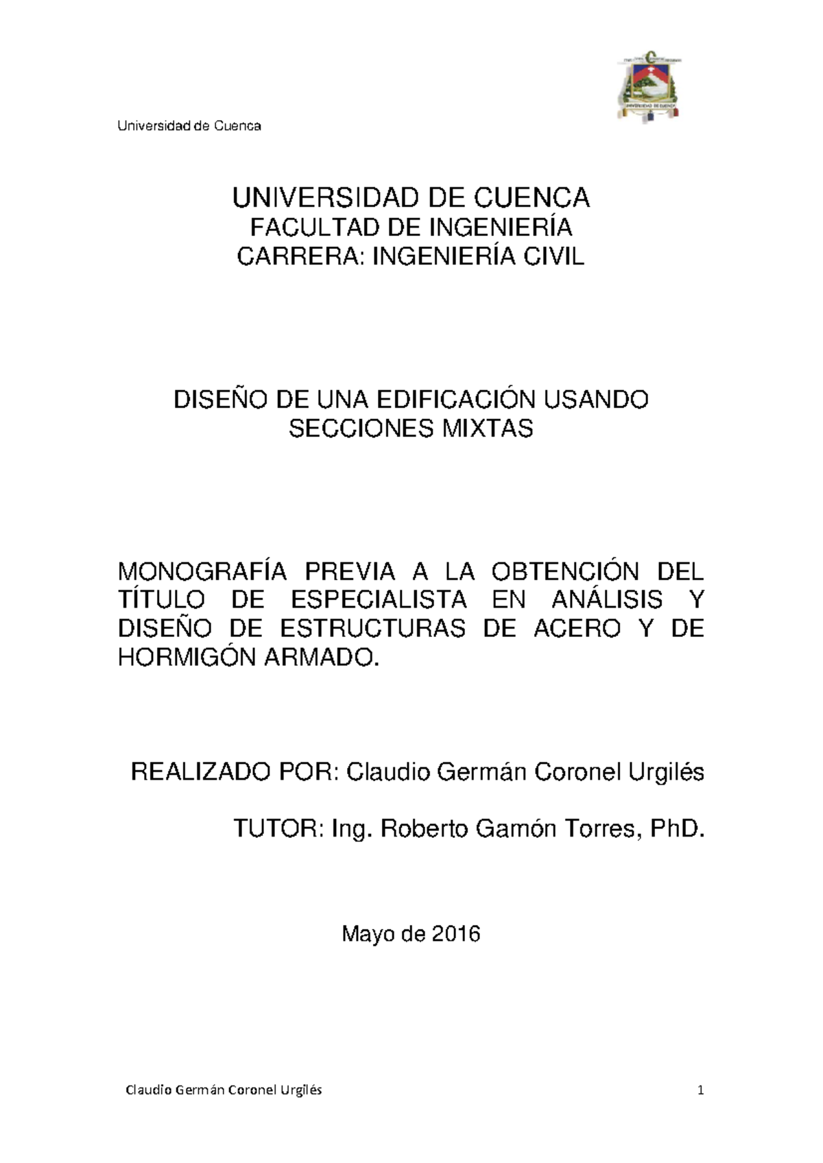 Título: Análisis y Diseño de Secciones Mixtas con Losa Colaborante