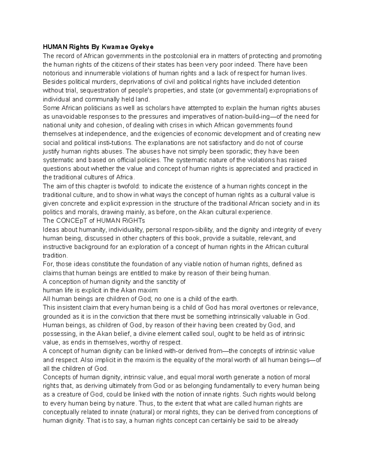HUM 304: Human Rights Perspectives in Traditional African Societies ...
