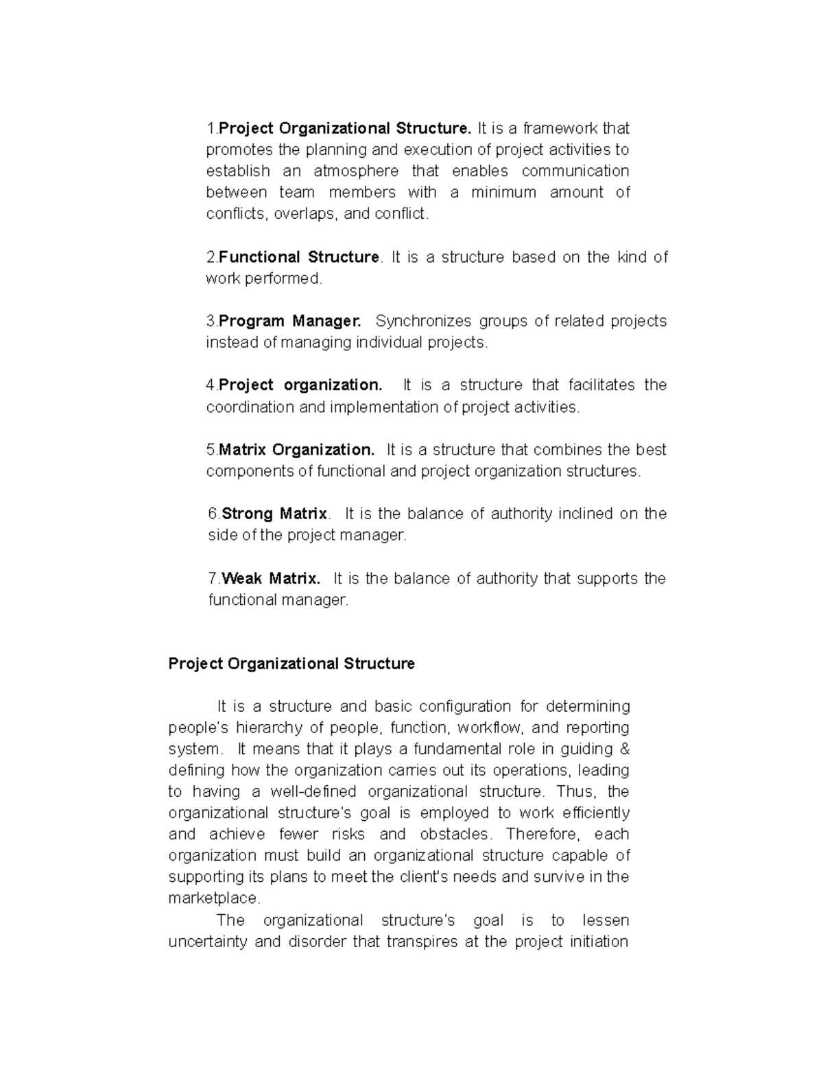 Project Management- Notes-2 - Project Organizational Structure. It is a ...