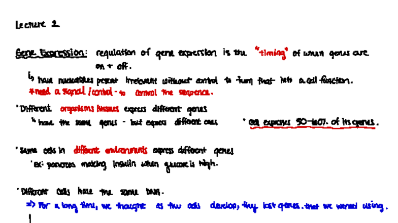 Cell Bio 3: Lecture 1 - Gene Expression and Regulation Notes - Studocu