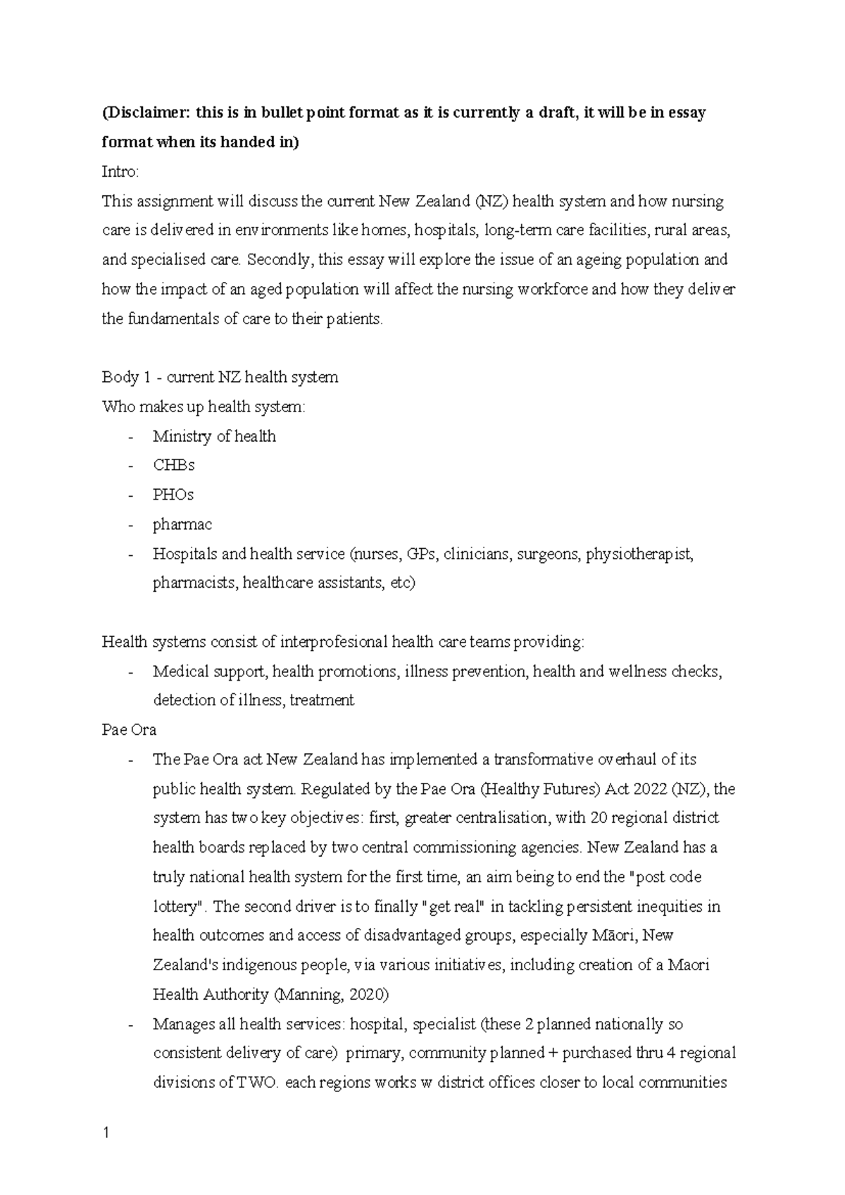 Assignment 2 The health system and nursing - (Disclaimer: this is in ...