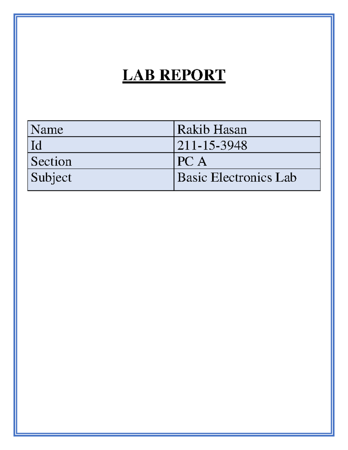 Basic Electronics lab on semiconductor multimeter - LAB REPORT Name ...