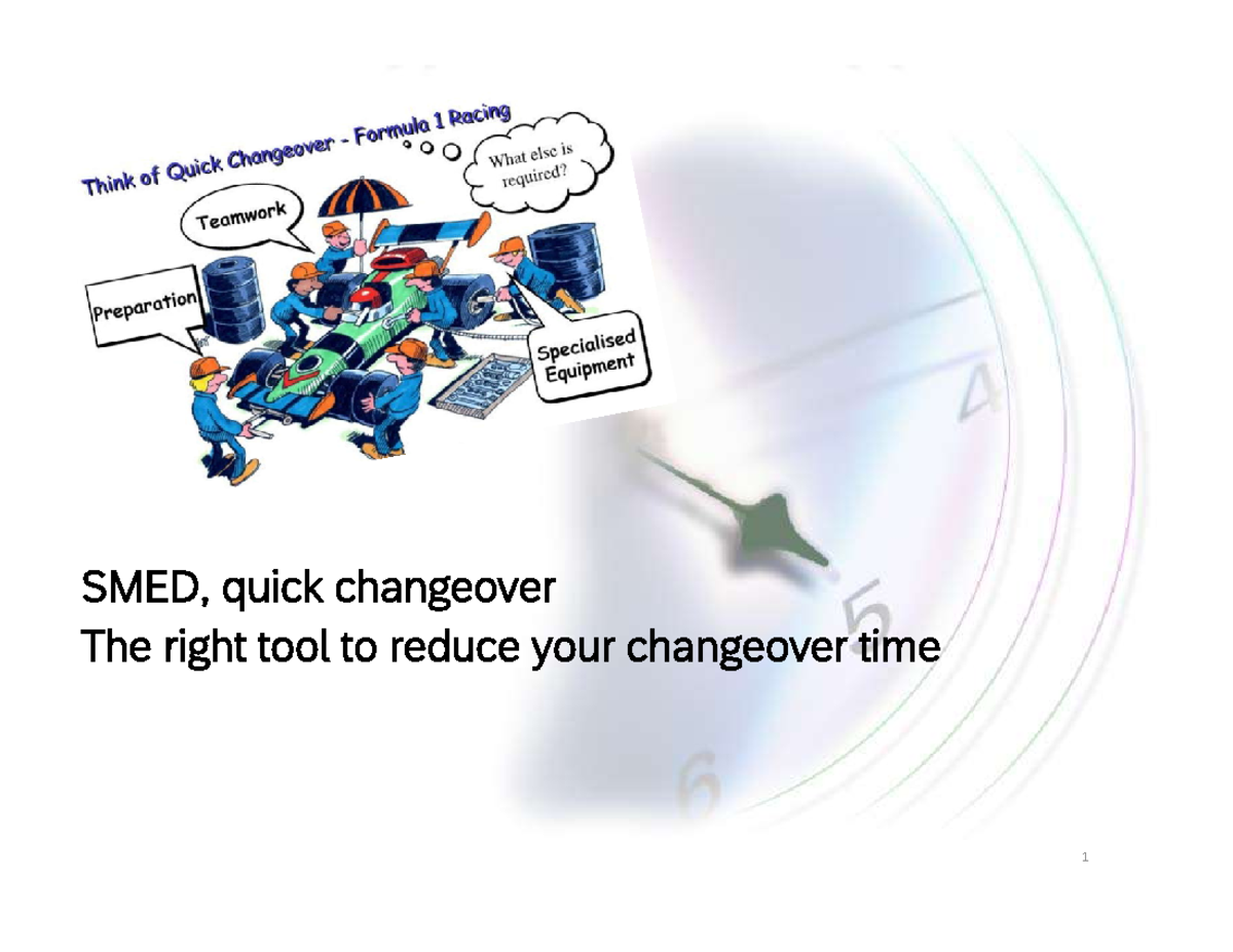 TBV Training: SMED Quick Changeover Methodology and Benefits - Studocu