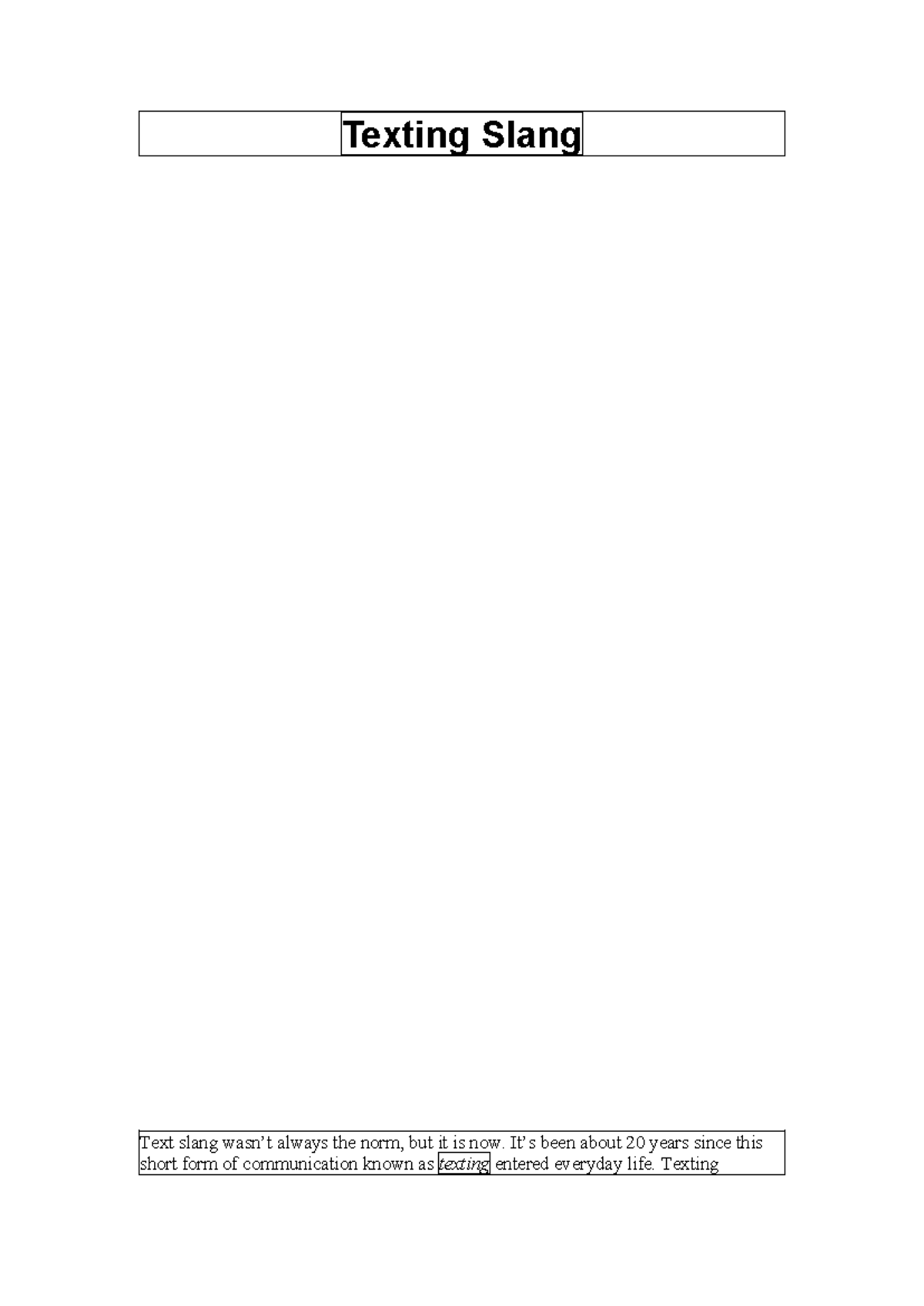 Texting Slang: A Comprehensive Guide to SMS Language - Studocu