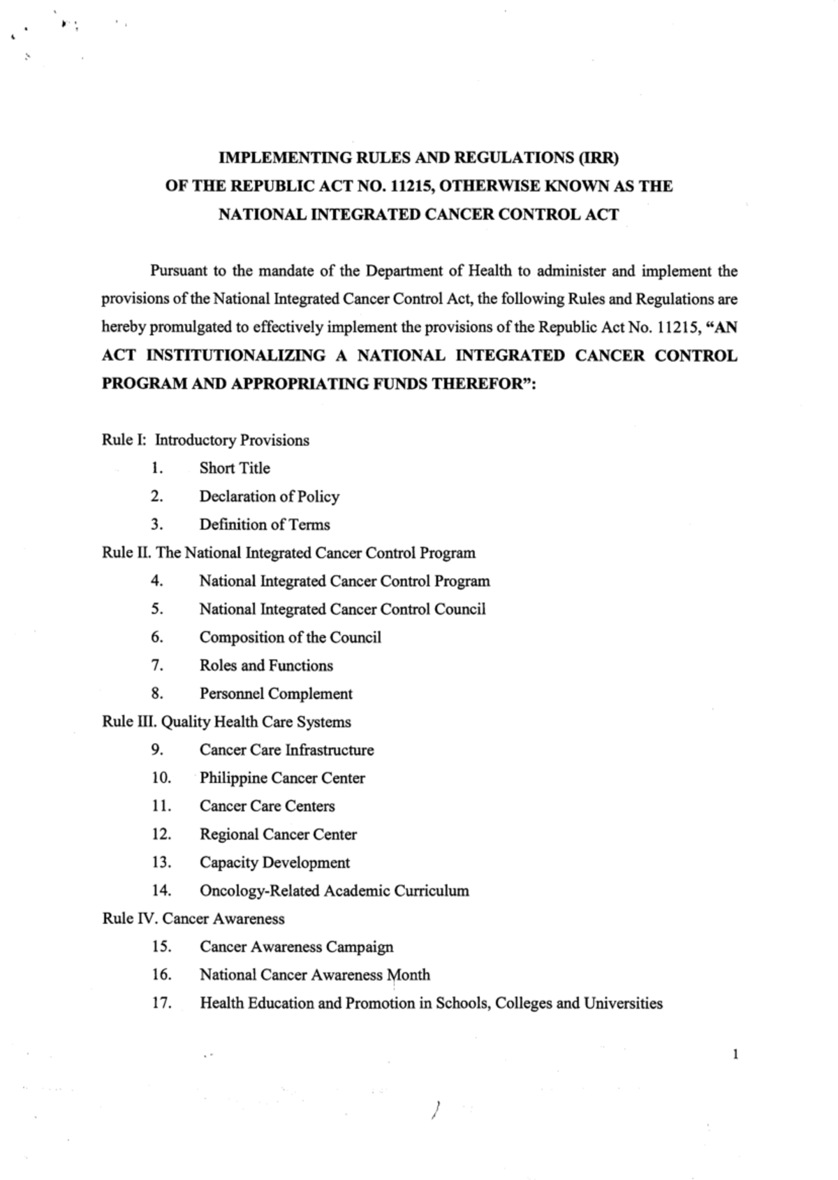 RA 11215: Implementing Rules & Regulations of the National Integrated ...