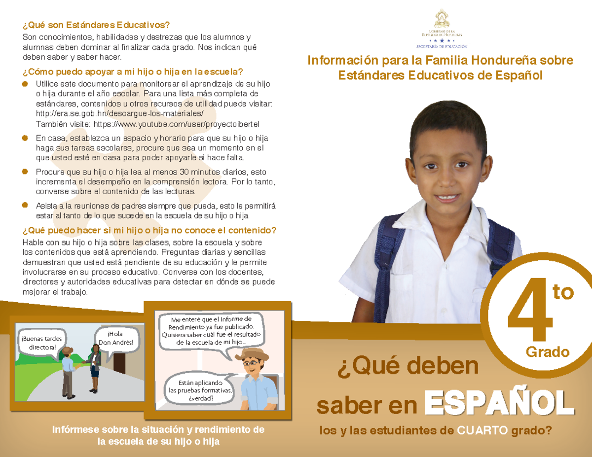 Guía para Padres: Estándares Educativos Español 4° Grado - Studocu