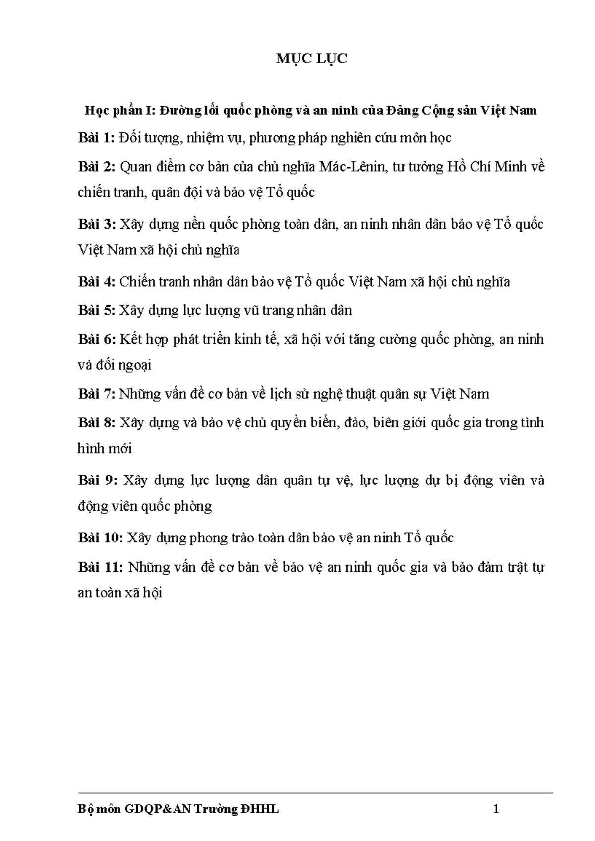 Tài Liệu Học Phần 1: Đường Lối Quốc Phòng và An Ninh Việt Nam - Document Preview