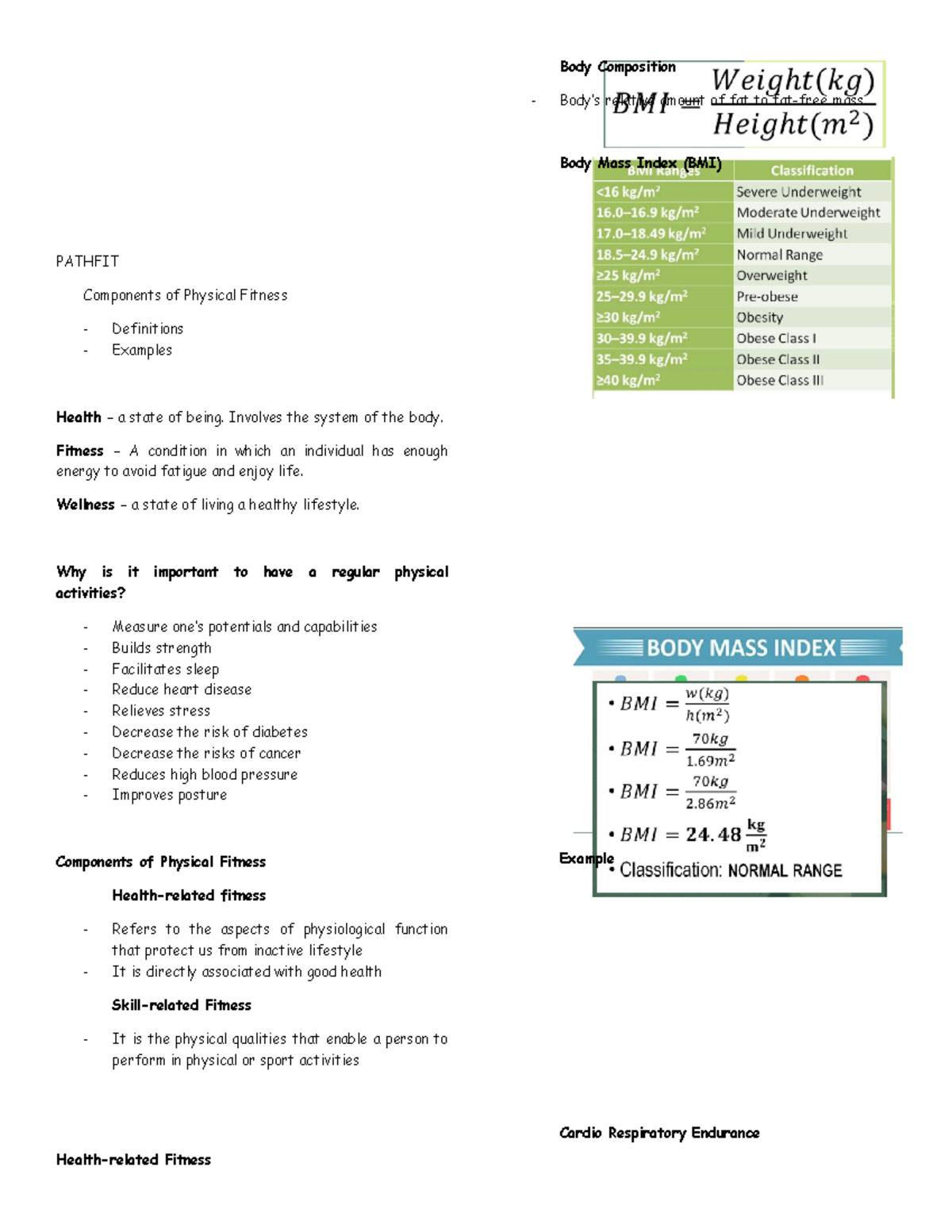 PATHFit Lecture Notes on Physical Activities and Fitness Components ...
