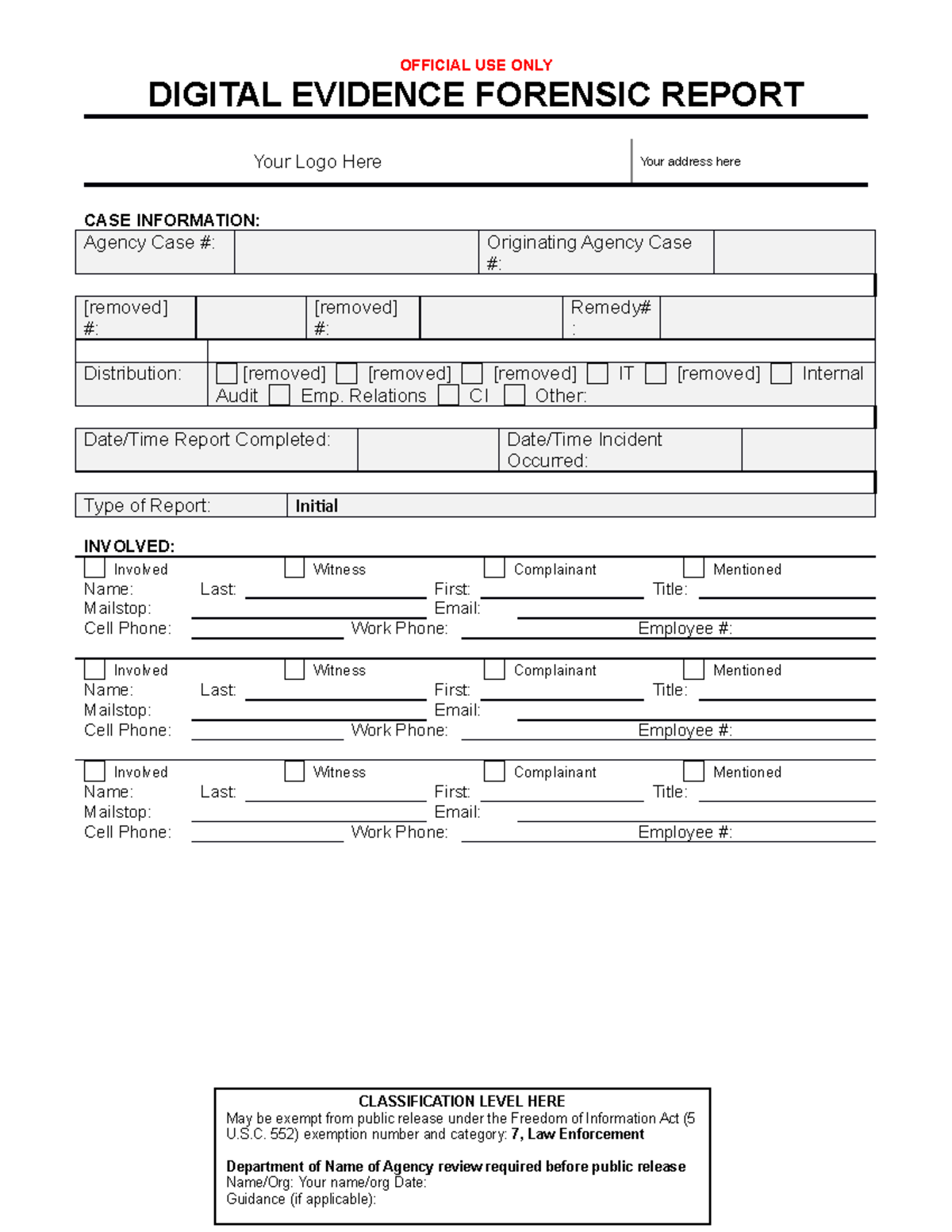 Digital Evidence Forensic Report Template for [Agency] Case # - Studocu