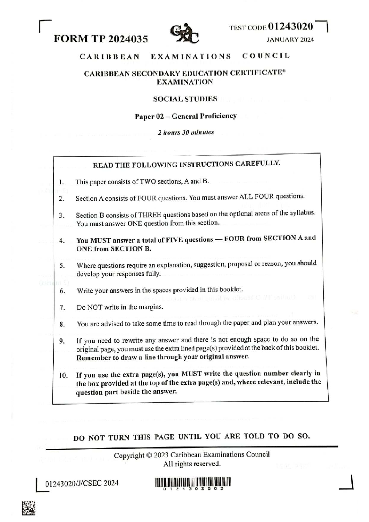 CSEC Social Studies P2 2024 JAN: Family Structures & Social Groups ...