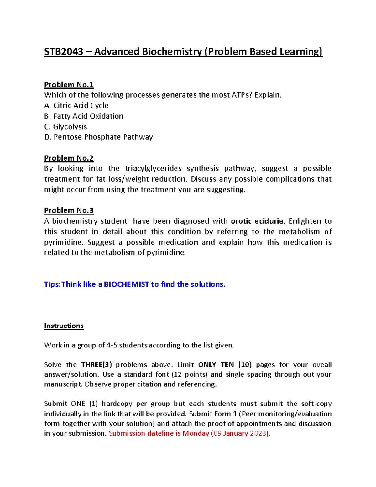 STB2043 PBL 2022 - Advanced Biochemistry Notes and Solutions - Studocu