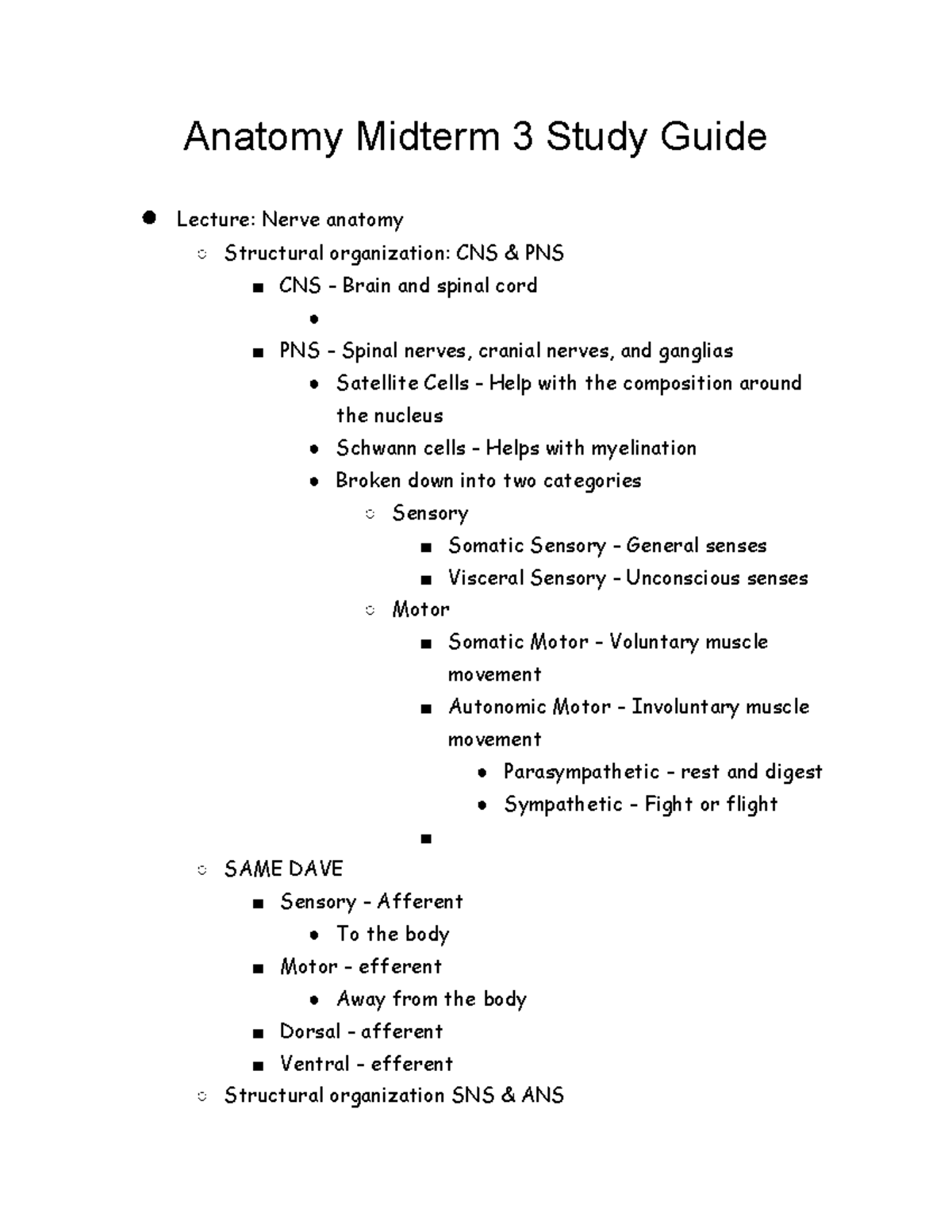 Anatomy Midterm 3 Study Guide - Studocu
