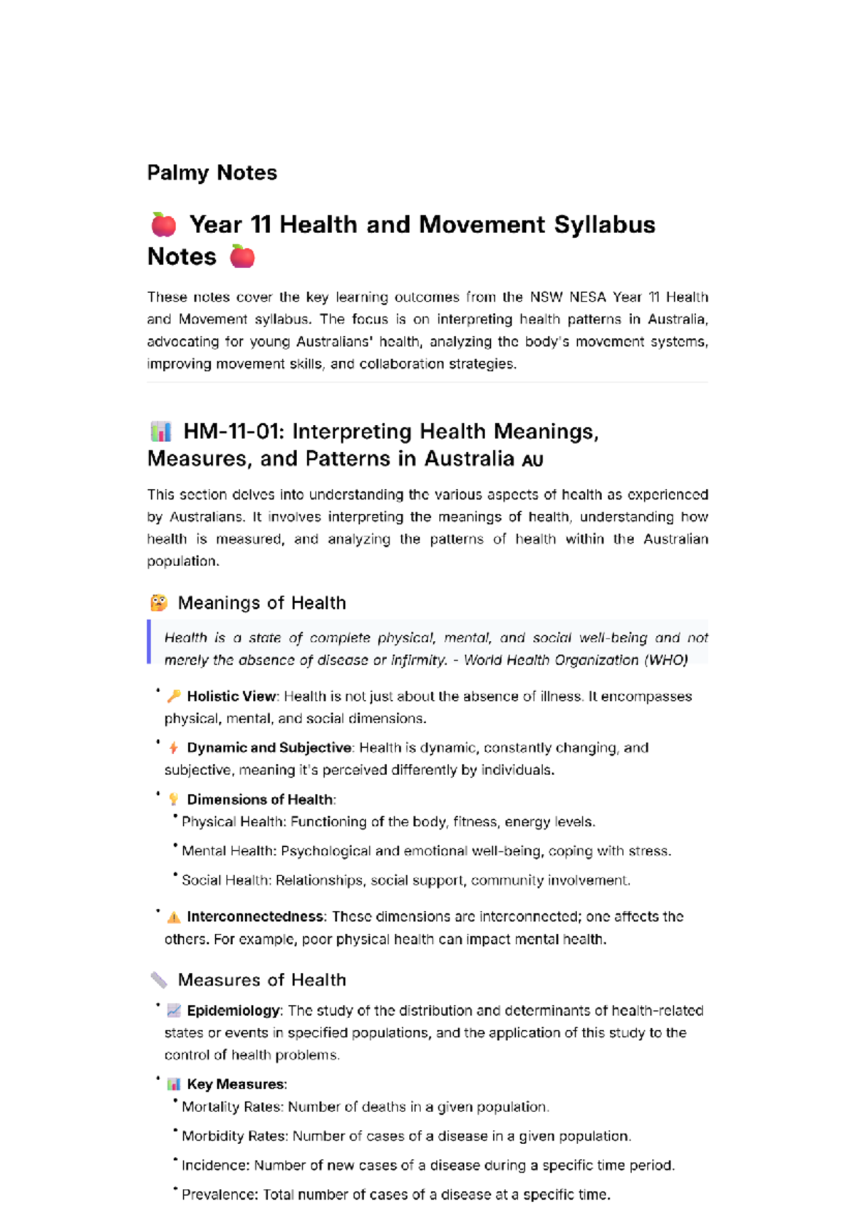 Year 11 Health and Movement Syllabus Notes (HMS) - Studocu