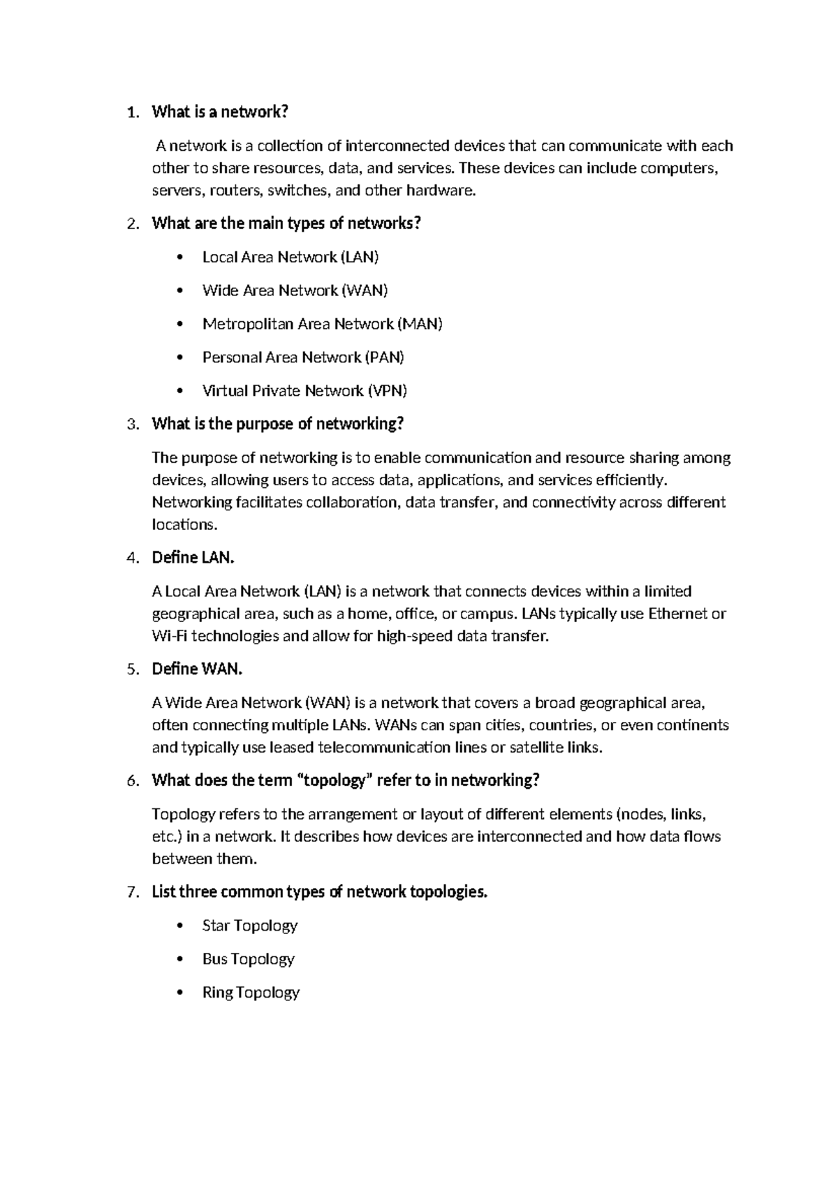 Chapter 1 Homework: Understanding Networking Concepts and Types - Studocu