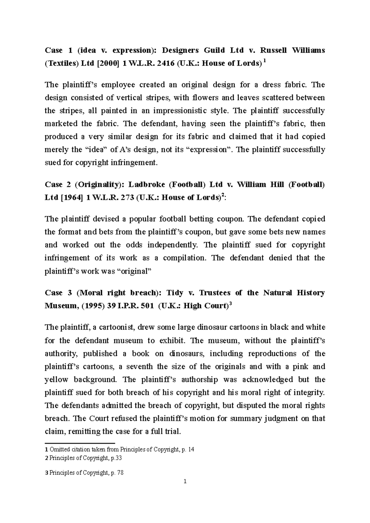 IPR Case Studies - Analysis of Key Copyright Infringement Cases - Studocu