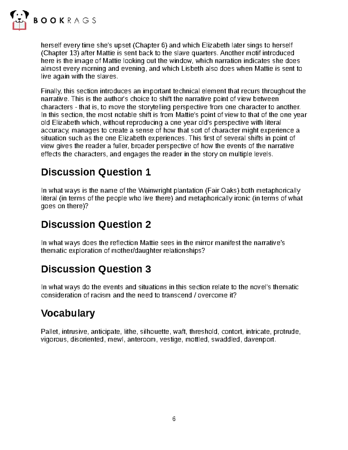 Yellow crocus study guide (Chapter 6) - narrative perspective and ...