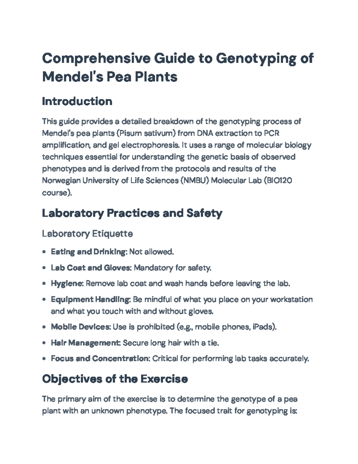 Genotyping Mendel's Pea Plants: A Comprehensive BIO120 Lab Guide ...