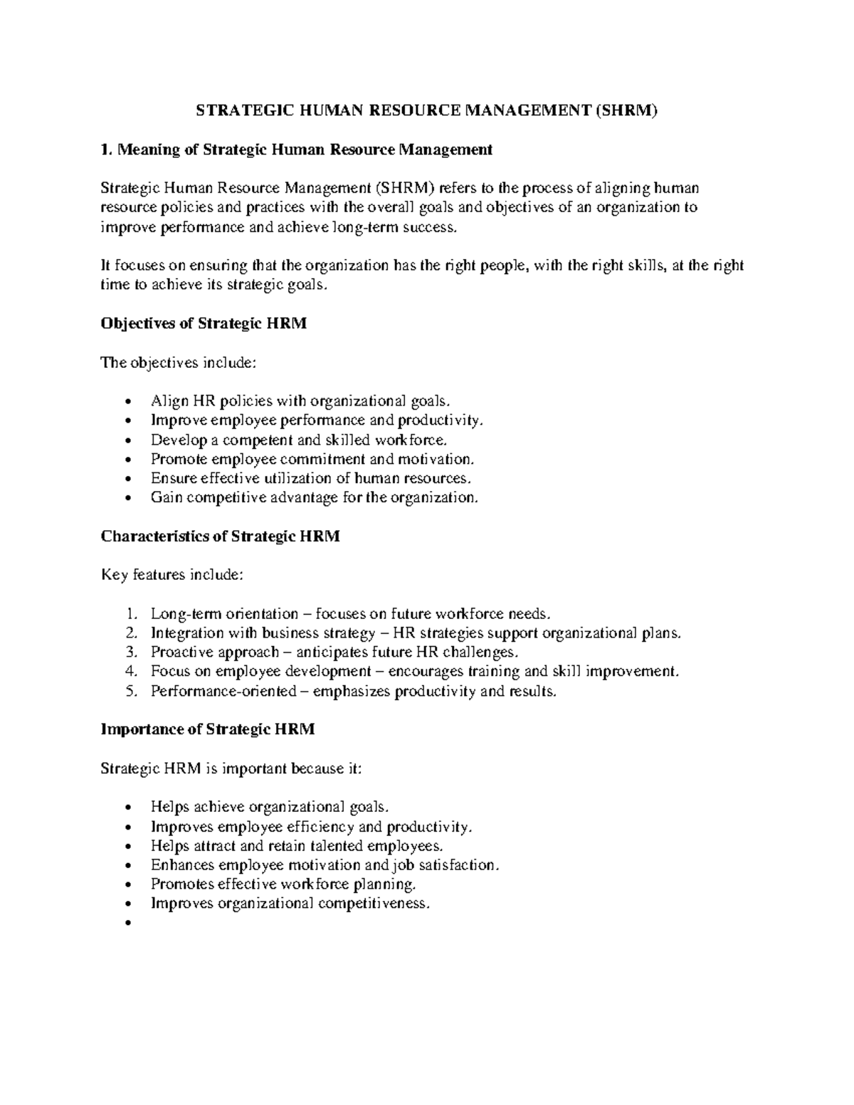 Strategic Human Resource Management (SHRM) Overview and Applications ...