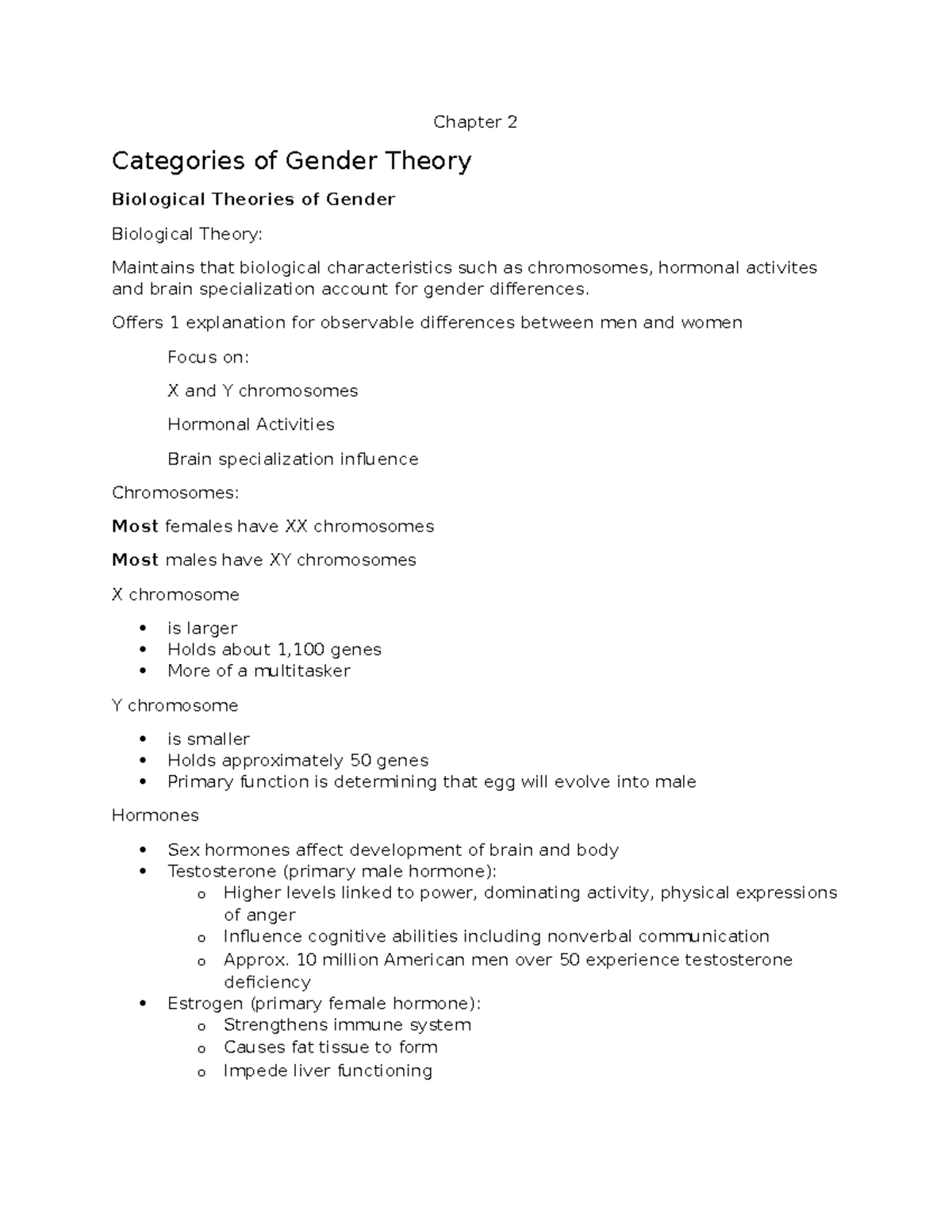 Gender and Comm: Chapter 2 - Biological Theories of Gender - Studocu