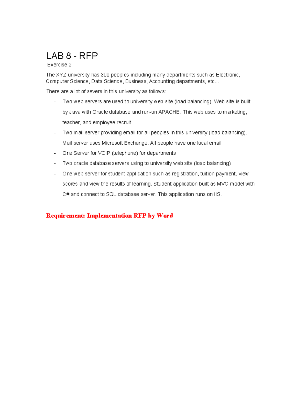 LAB 8 - RFP - âaaaaaaaaaaaaaaaaâ - LAB 8 - RFP Exercise 2 The XYZ ...